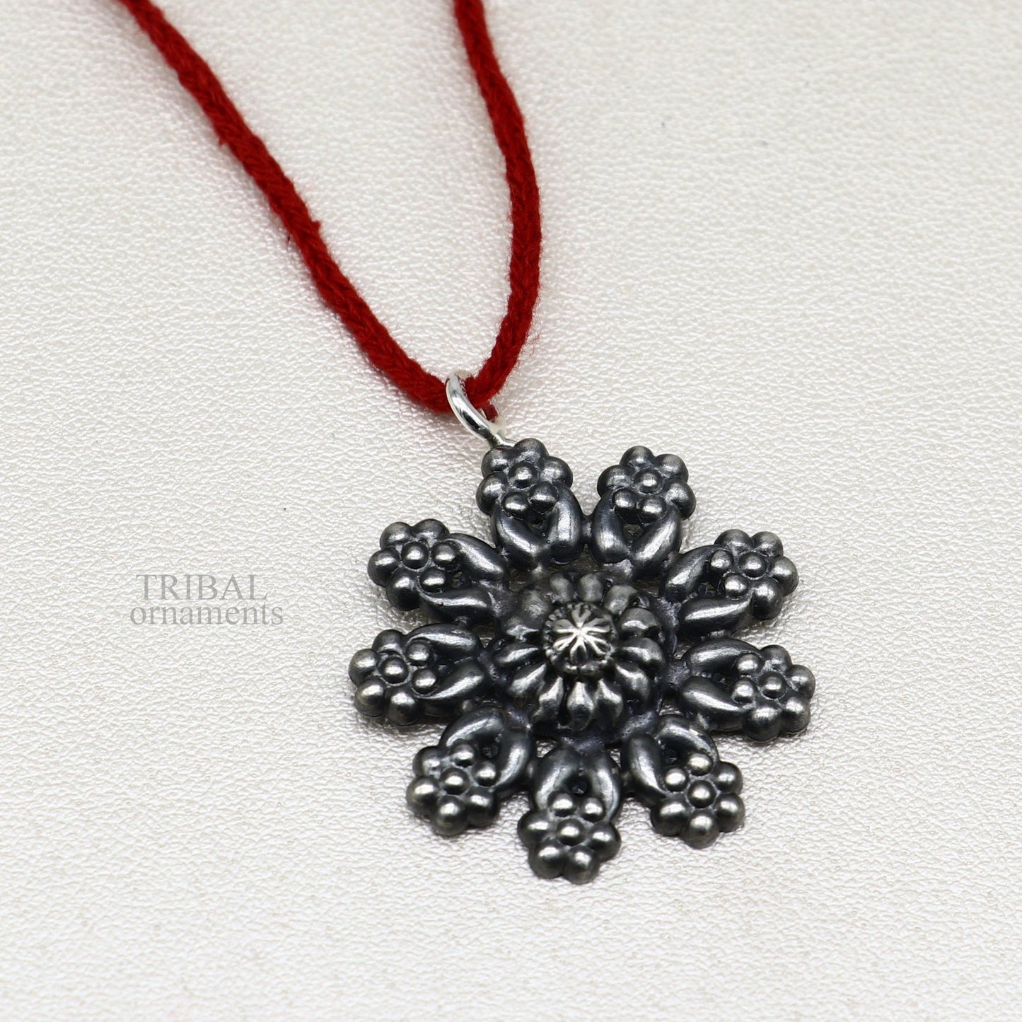 925 sterling silver handmade flower design customized floral design pendant excellent personalized jewelry ssp1392 - TRIBAL ORNAMENTS