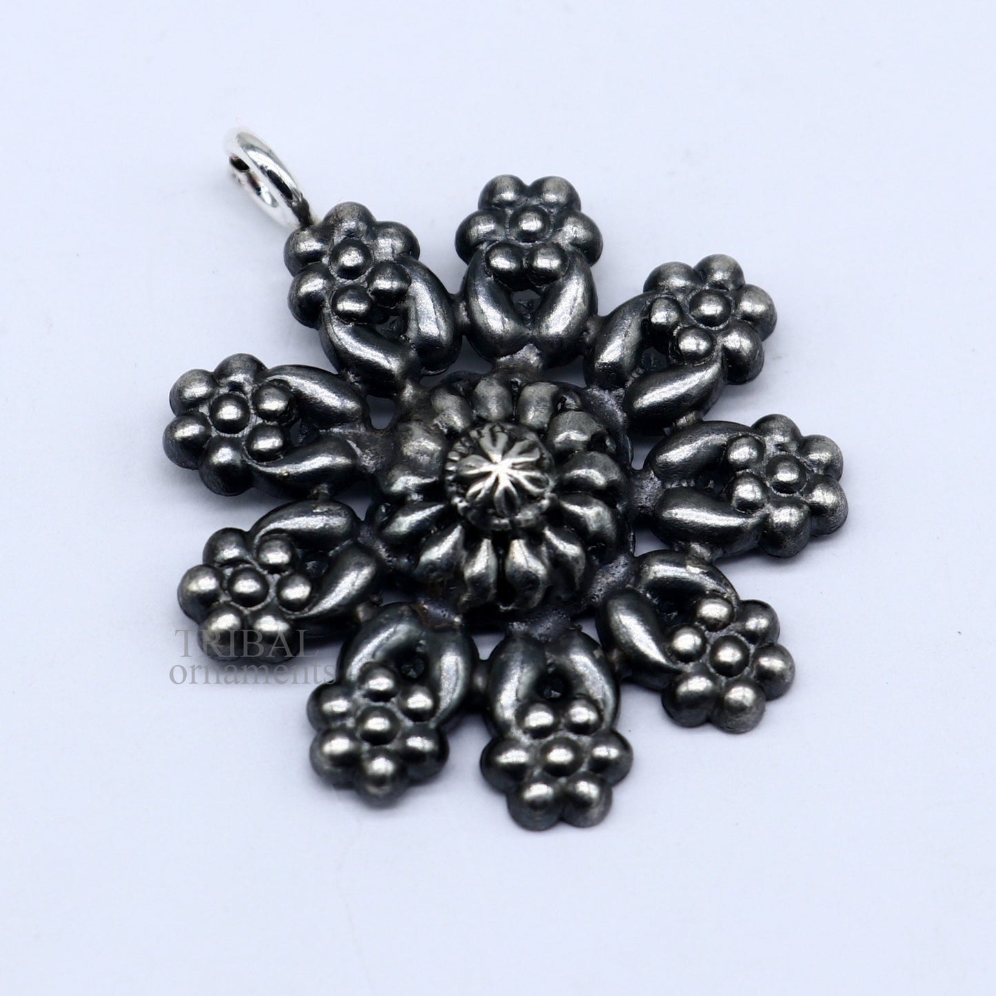 925 sterling silver handmade flower design customized floral design pendant excellent personalized jewelry ssp1392 - TRIBAL ORNAMENTS