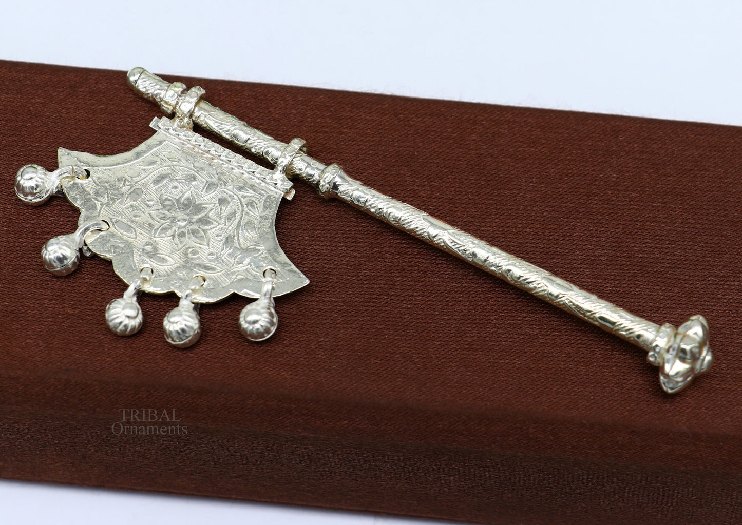 925 sterling silver pankhi, small fan or pankhi for god puja, best gifting to laddu gopala krishna, silver hand fan puja article su688 - TRIBAL ORNAMENTS