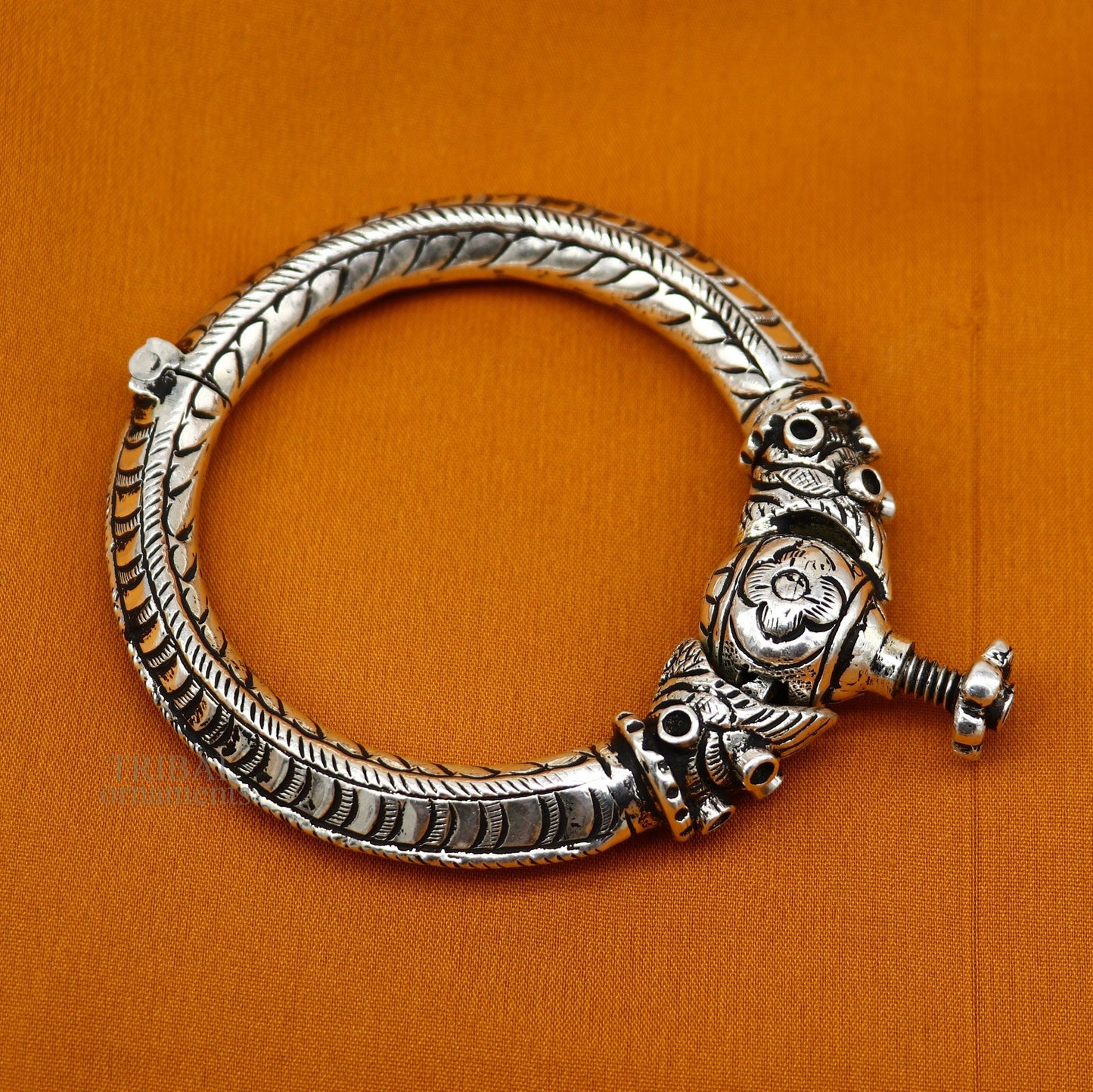 Vintage design handcrafted unique work 925 sterling silver bangle bracelet kada unique screw locking system best gifting jewelry nsk464 - TRIBAL ORNAMENTS