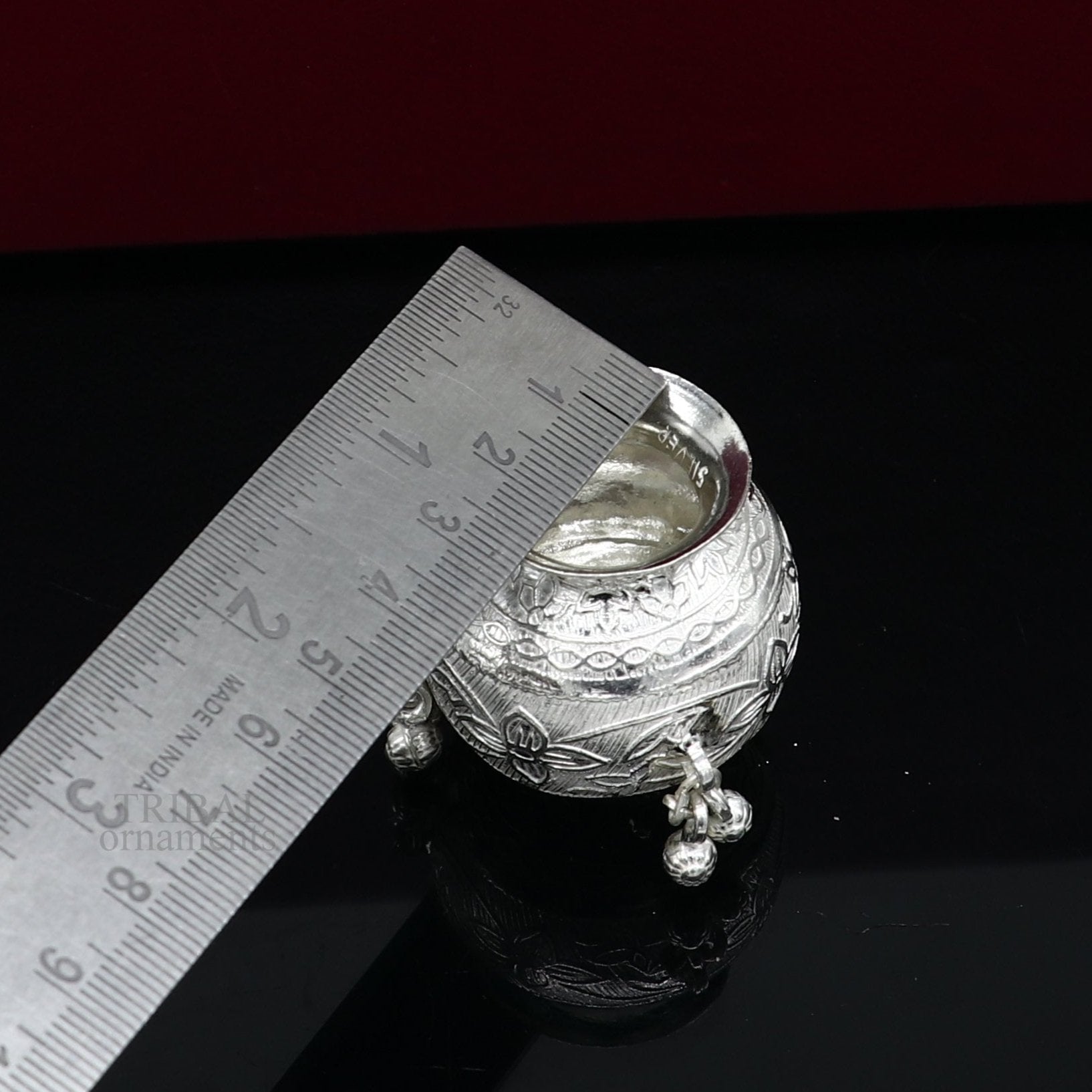 Exclusive 925 sterling silver handmade plain small Kalash or pot, unique special silver puja article, water or milk kalash pot india su704 - TRIBAL ORNAMENTS