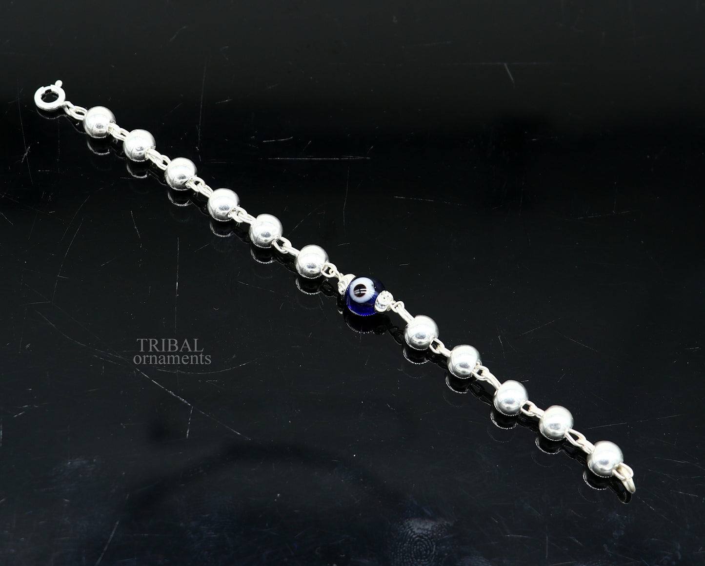 5" 925 sterling silver handmade beaded evil eye bracelet, amazing stylish unisex kids bracelet jewelry nsbr474 - TRIBAL ORNAMENTS
