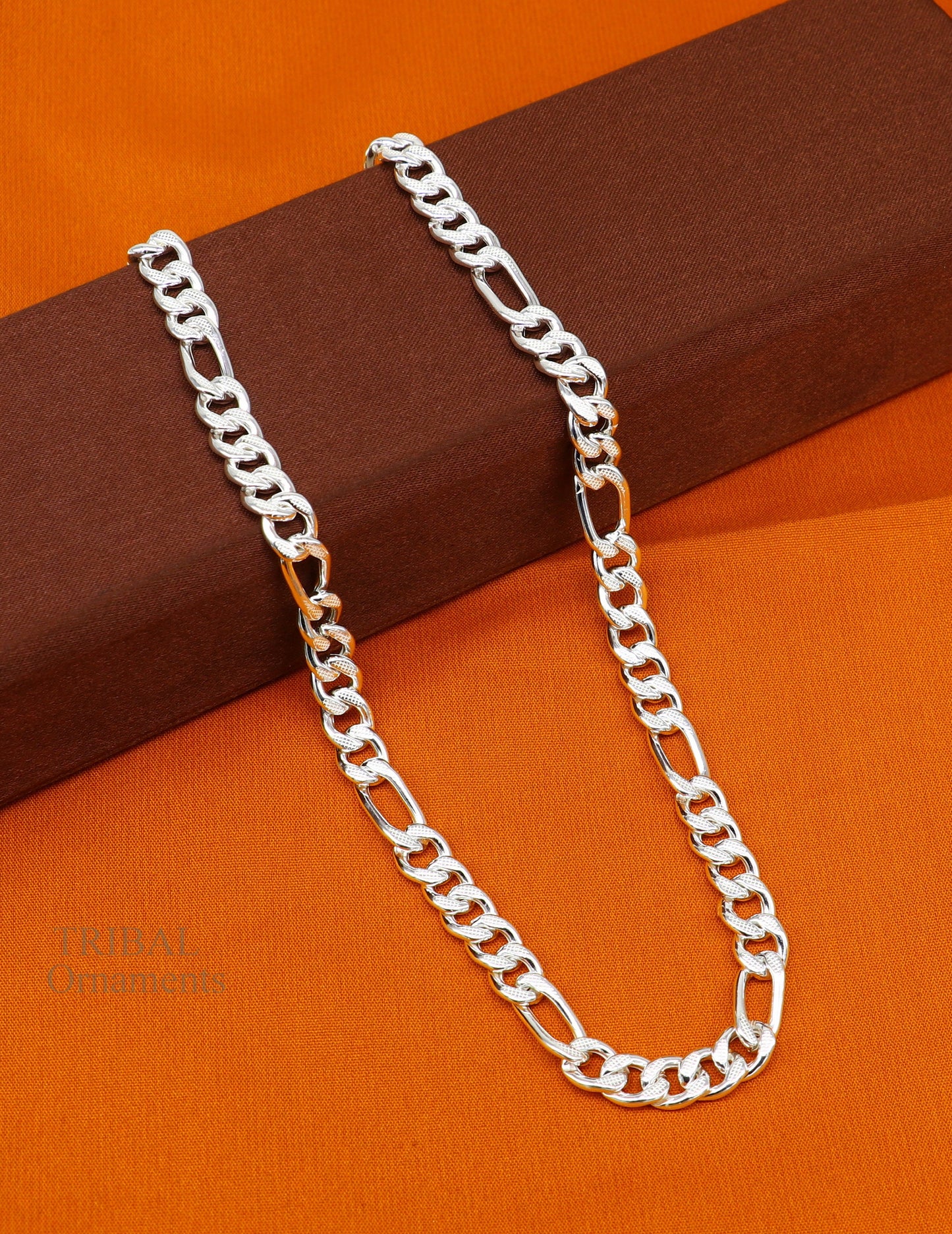 20.5" 925 sterling silver 5mm handmade amazing Figaro chain necklace excellent gifting jewelry, new fancy style men's chain necklace  nch338 - TRIBAL ORNAMENTS