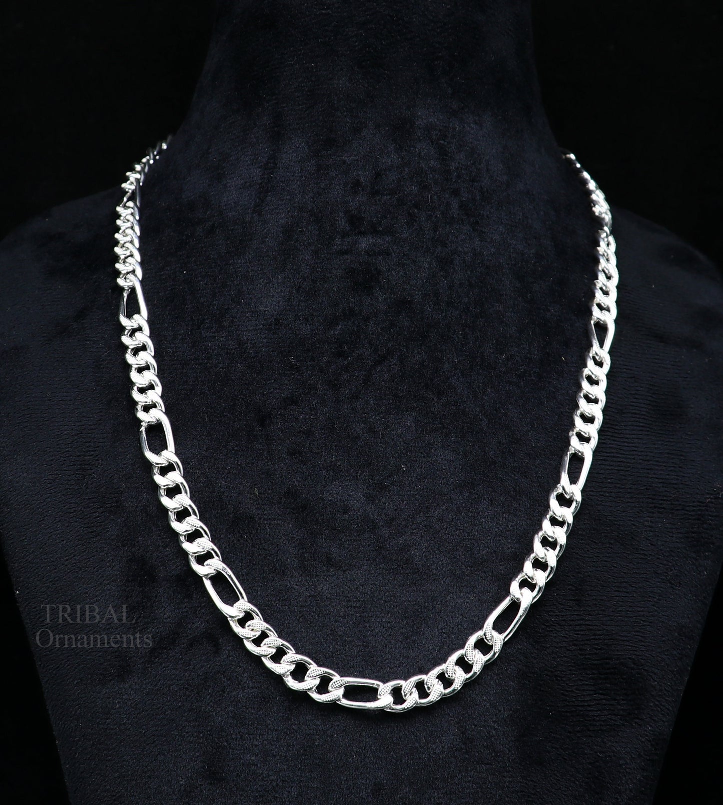 20.5" 925 sterling silver 5mm handmade amazing Figaro chain necklace excellent gifting jewelry, new fancy style men's chain necklace  nch338 - TRIBAL ORNAMENTS