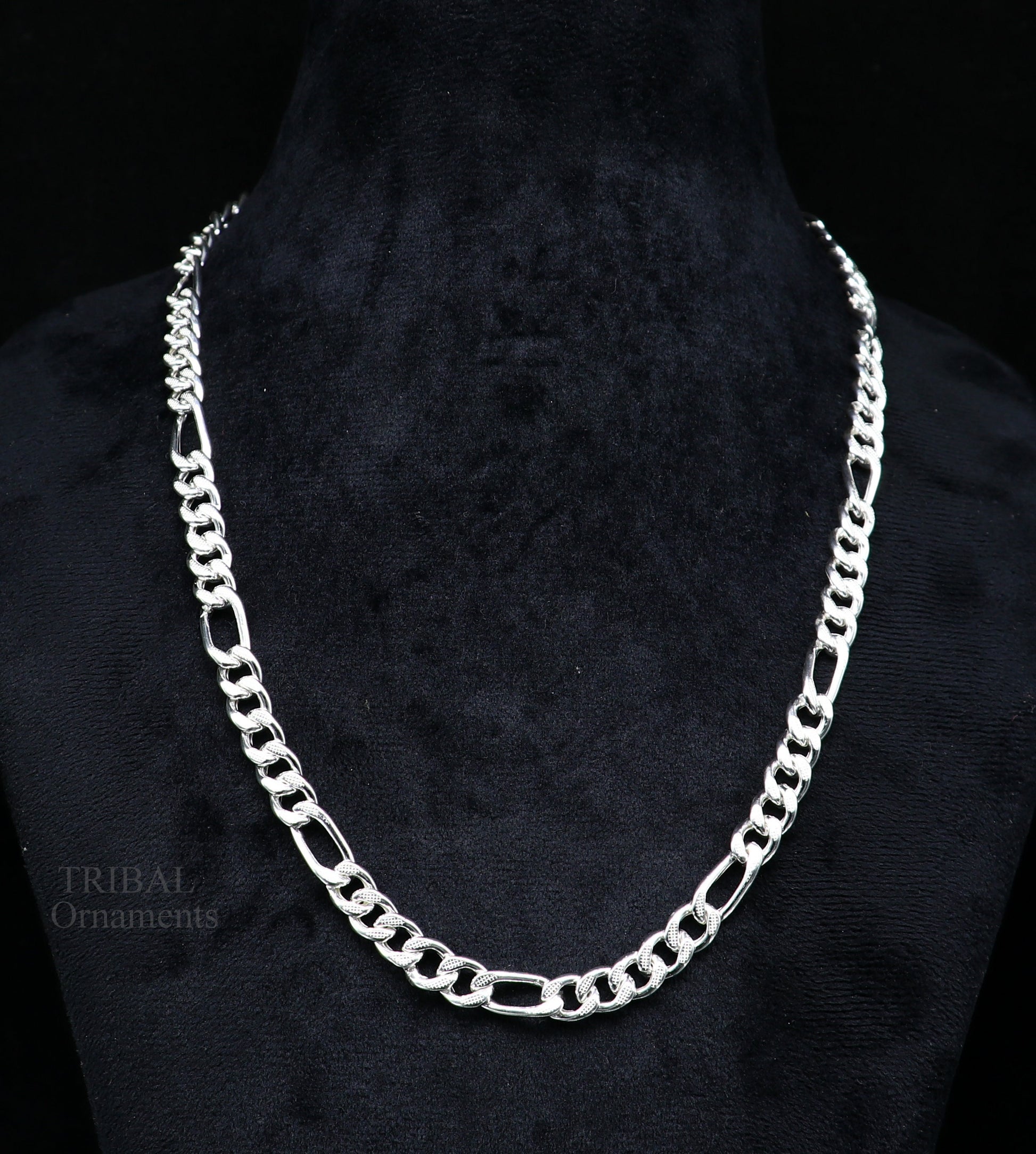 20.5" 925 sterling silver 5mm handmade amazing Figaro chain necklace excellent gifting jewelry, new fancy style men's chain necklace  nch338 - TRIBAL ORNAMENTS