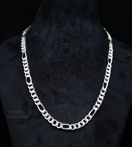 20.5" 925 sterling silver 5mm handmade amazing Figaro chain necklace excellent gifting jewelry, new fancy style men's chain necklace  nch338 - TRIBAL ORNAMENTS