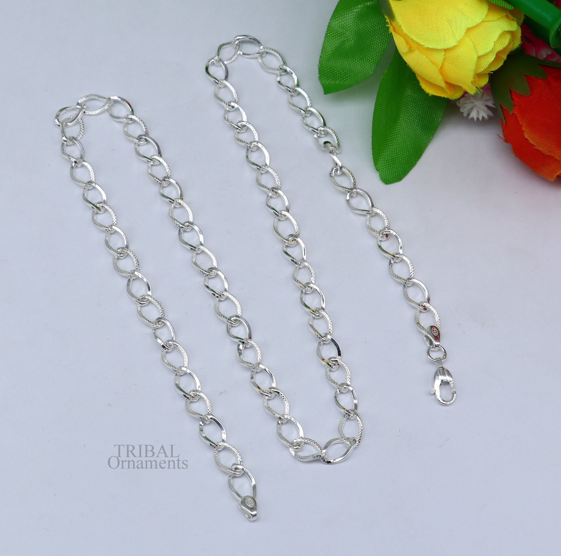 Exclusive unique stylish 20" 925 sterling silver 6mm handmade amazing chain necklace excellent gifting jewelry, men's chain necklace nch334 - TRIBAL ORNAMENTS