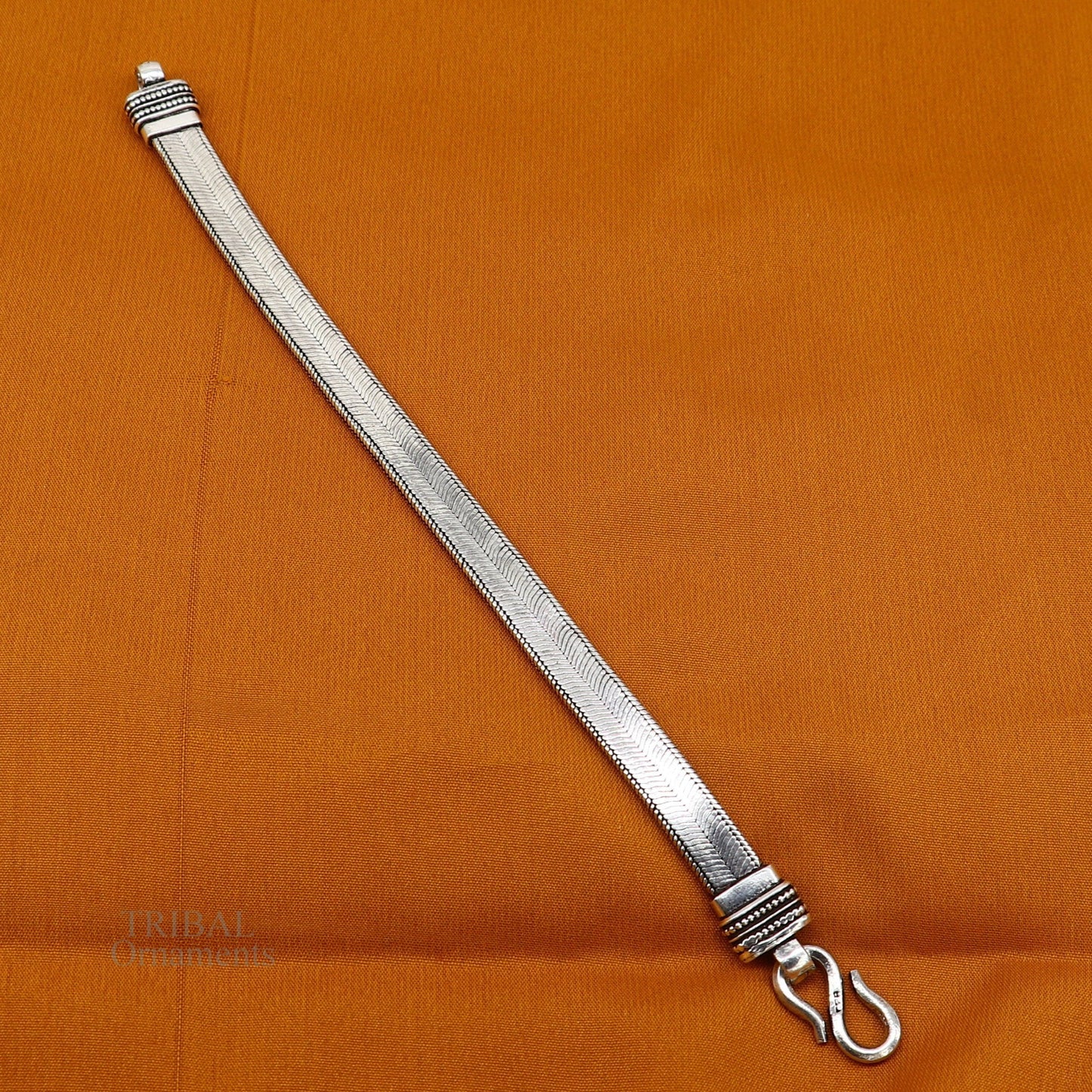 Vintage style solid 925 sterling silver handmade gorgeous wheat chain flexible bracelet belt unisex jewelry from Rajasthan India nsbr538 - TRIBAL ORNAMENTS