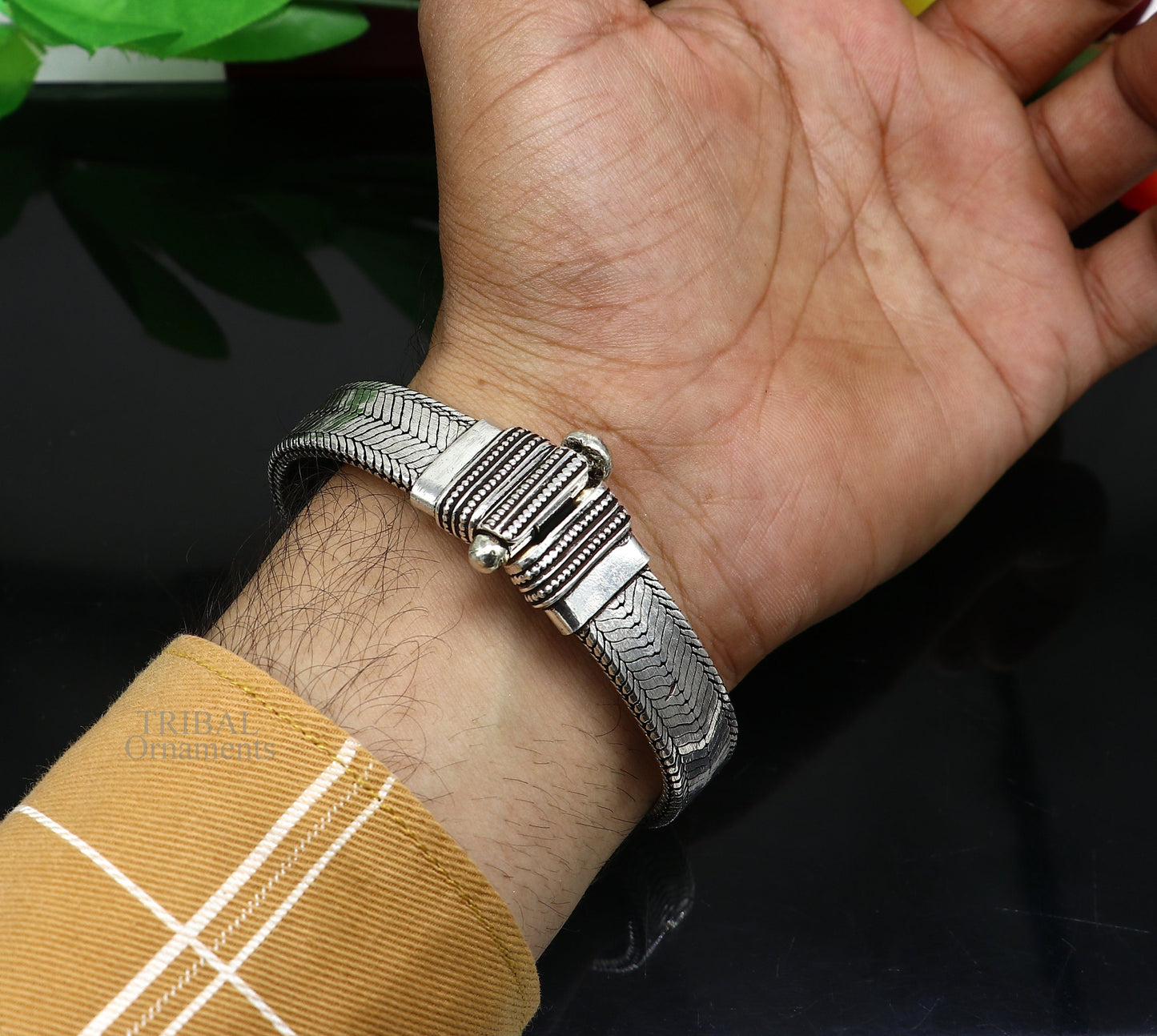 9" 925 sterling silver customized snake chain belt bracelet vintage design stylish men's gifting wrist belt bracelet jewelry NSBR550 - TRIBAL ORNAMENTS