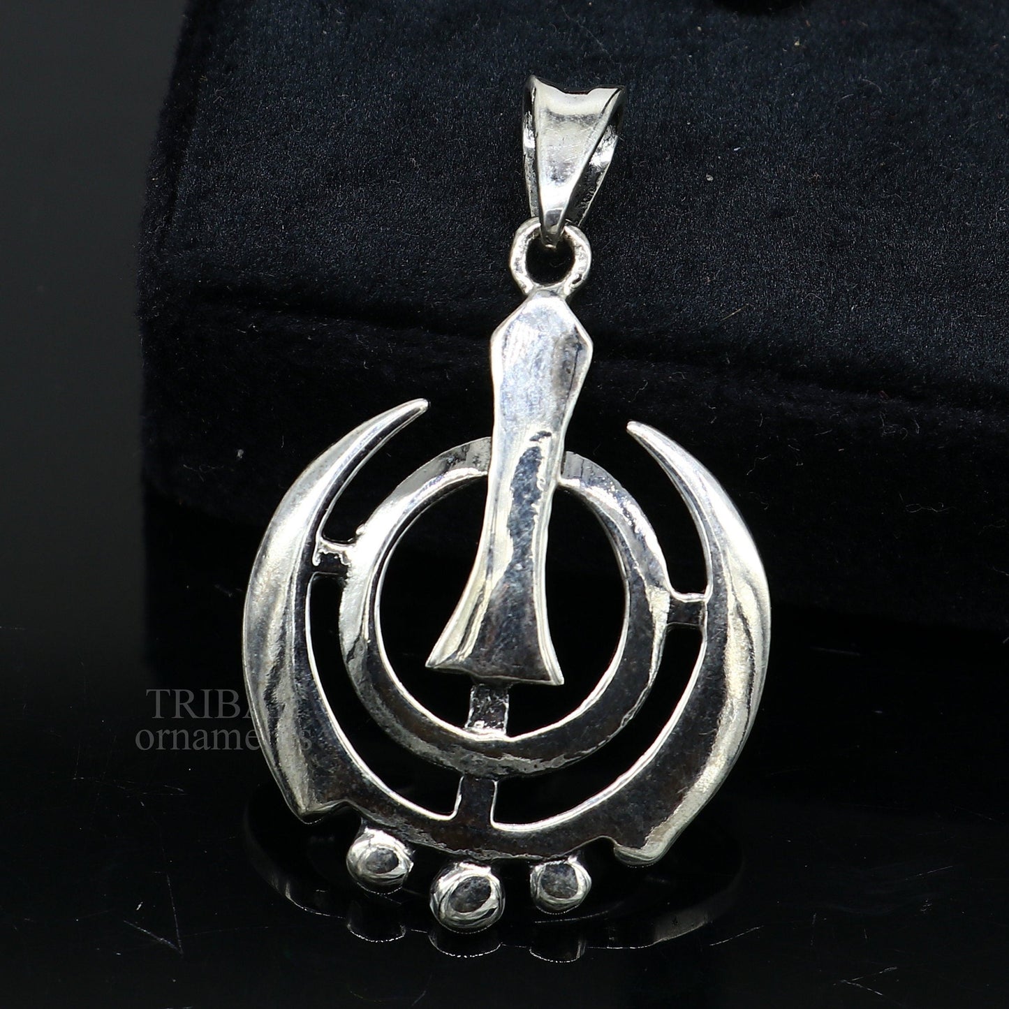 925 sterling silver customized design khalsa Waheguru symbol pendant, sikha Sardar logo pendant, best blessing pendant from india ssp1558 - TRIBAL ORNAMENTS