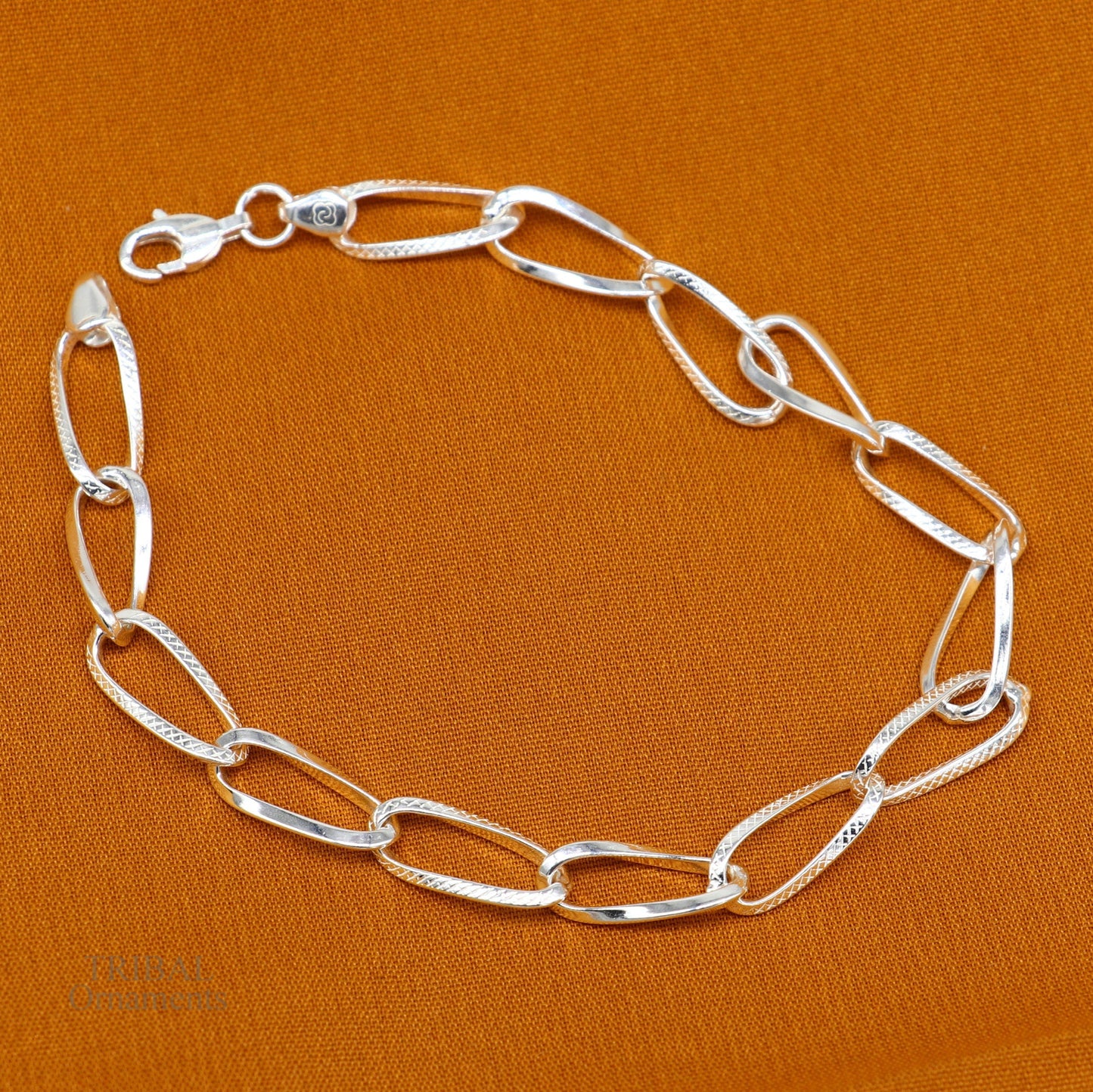 Solid 8mm 925 sterling silver handmade Bracelet, Dainty Silver Bracelet, Chain Bracelet, Minimal Jewelry, Gift For unisex couple nsbr526 - TRIBAL ORNAMENTS