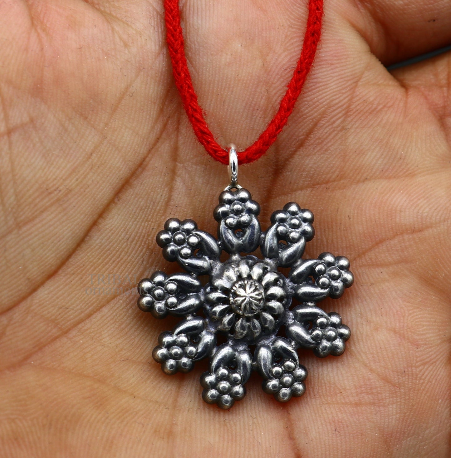 925 sterling silver handmade flower design customized floral design pendant excellent personalized jewelry ssp1392 - TRIBAL ORNAMENTS
