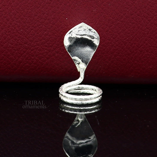 Solid sterling silver handmade fabulous vintage antique mini snake or shiva snake for puja or worshipping, solid Diwali puja article su702 - TRIBAL ORNAMENTS