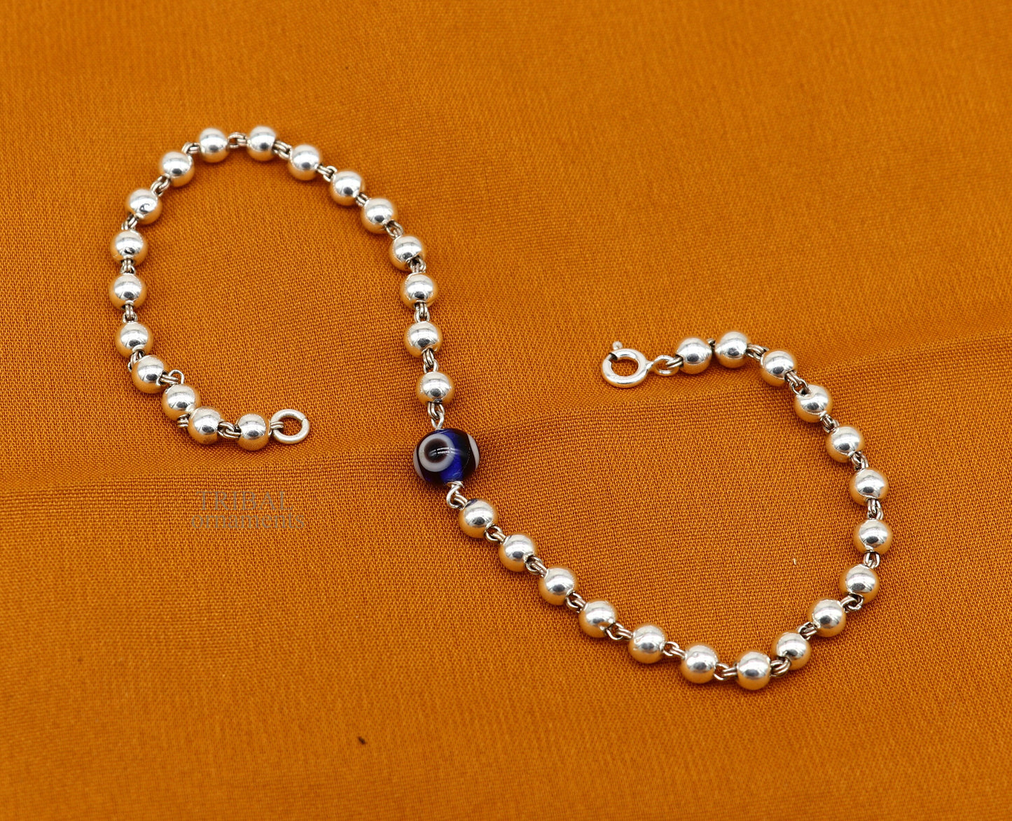 925 sterling silver handmade beaded evil eye bracelet, amazing stylish unisex bracelet 9 inches long jewelry nsbr475 - TRIBAL ORNAMENTS