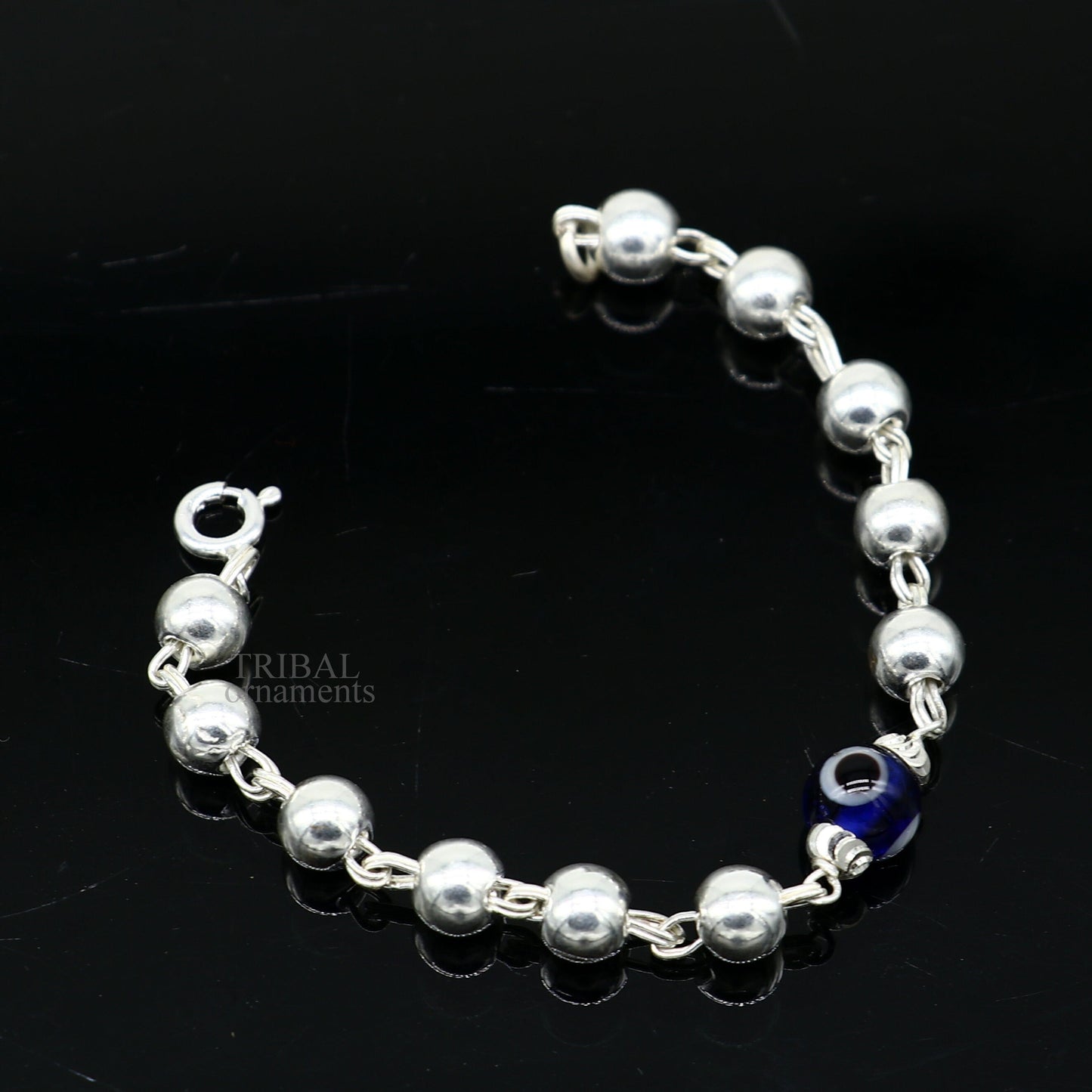 5" 925 sterling silver handmade beaded evil eye bracelet, amazing stylish unisex kids bracelet jewelry nsbr474 - TRIBAL ORNAMENTS