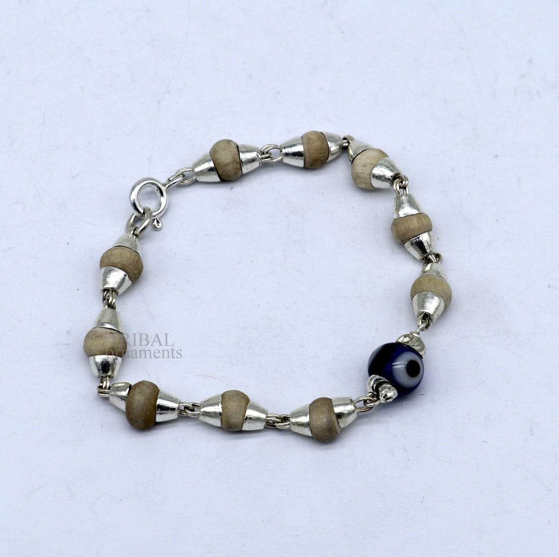 925 sterling silver handmade baby Tulsi bracelet with evil eye beads bracelet, amazing stylish unisex bracelet  nsbr473 - TRIBAL ORNAMENTS
