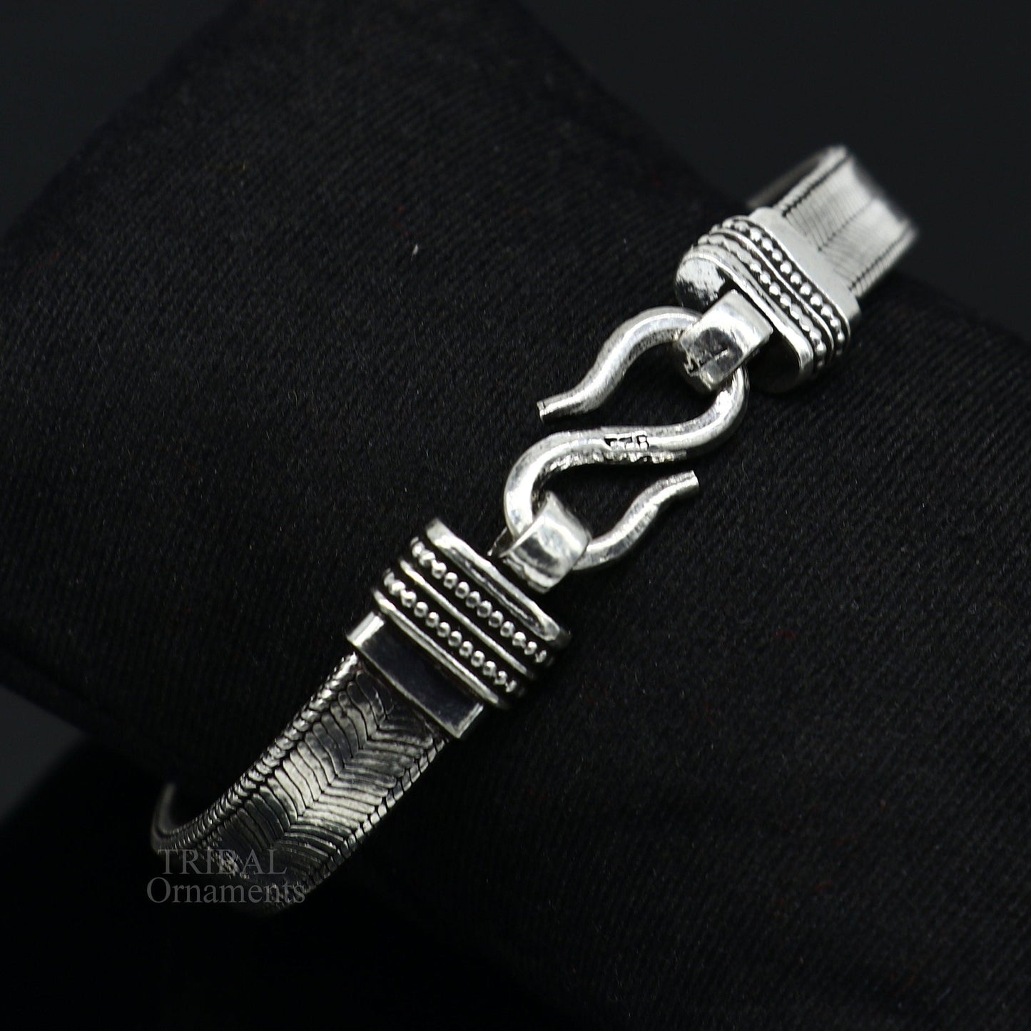 Vintage style solid 925 sterling silver handmade gorgeous wheat chain flexible bracelet belt unisex jewelry from Rajasthan India nsbr538 - TRIBAL ORNAMENTS