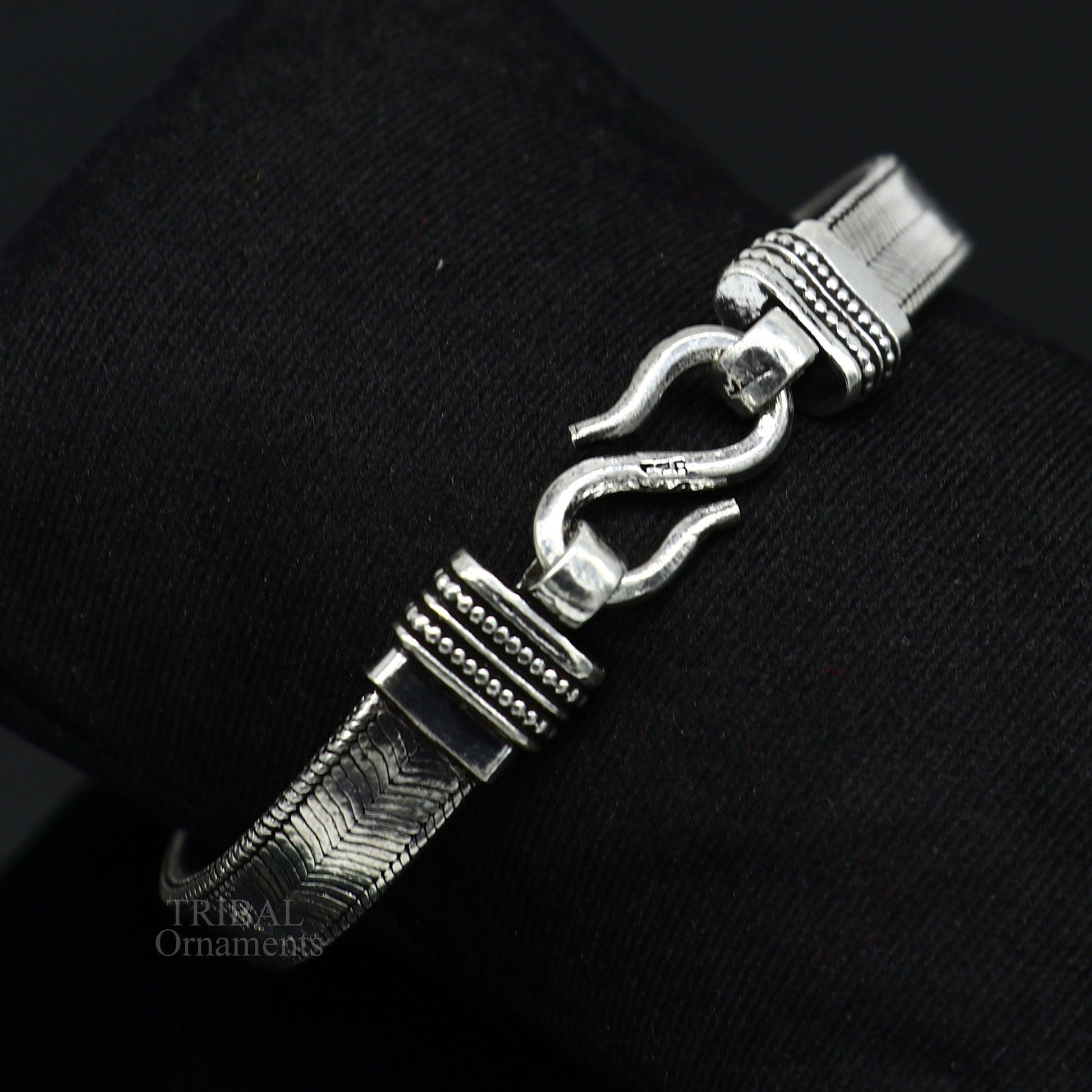 Vintage style solid 925 sterling silver handmade gorgeous wheat chain flexible bracelet belt unisex jewelry from Rajasthan India nsbr538 - TRIBAL ORNAMENTS