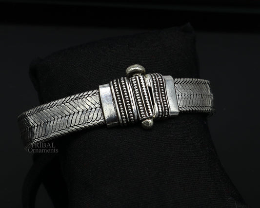 8.5" 925 sterling silver customized snake chain belt bracelet vintage design stylish men's gifting wrist belt jewelry NSBR553 - TRIBAL ORNAMENTS