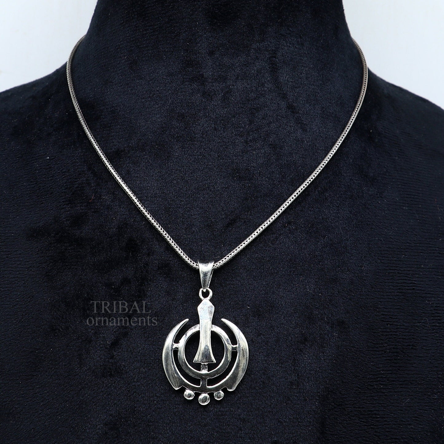 925 sterling silver customized design khalsa Waheguru symbol pendant, sikha Sardar logo pendant, best blessing pendant from india ssp1558 - TRIBAL ORNAMENTS