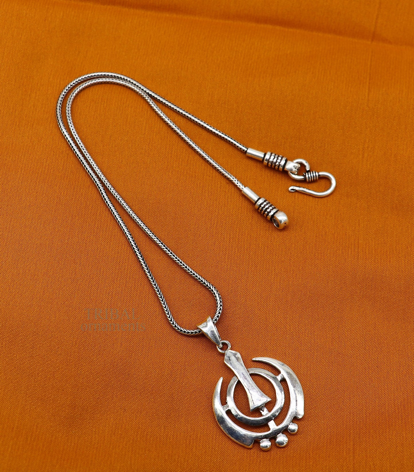 925 sterling silver customized design khalsa Waheguru symbol pendant, sikha Sardar logo pendant, best blessing pendant from india ssp1558 - TRIBAL ORNAMENTS