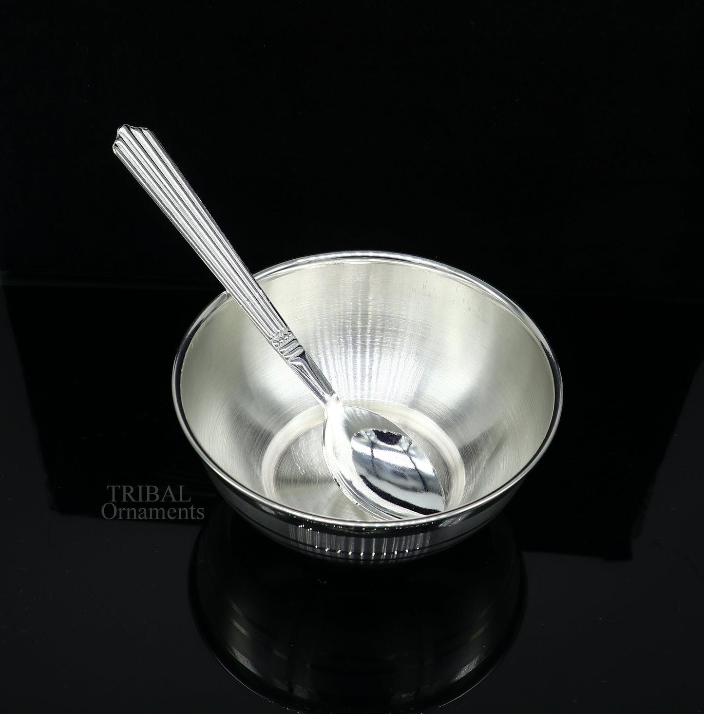 999 pure sterling silver handmade solid silver bowl and spoon, healthy serving bowl, silver vessels, baby serving utensils baby set sv261 - TRIBAL ORNAMENTS