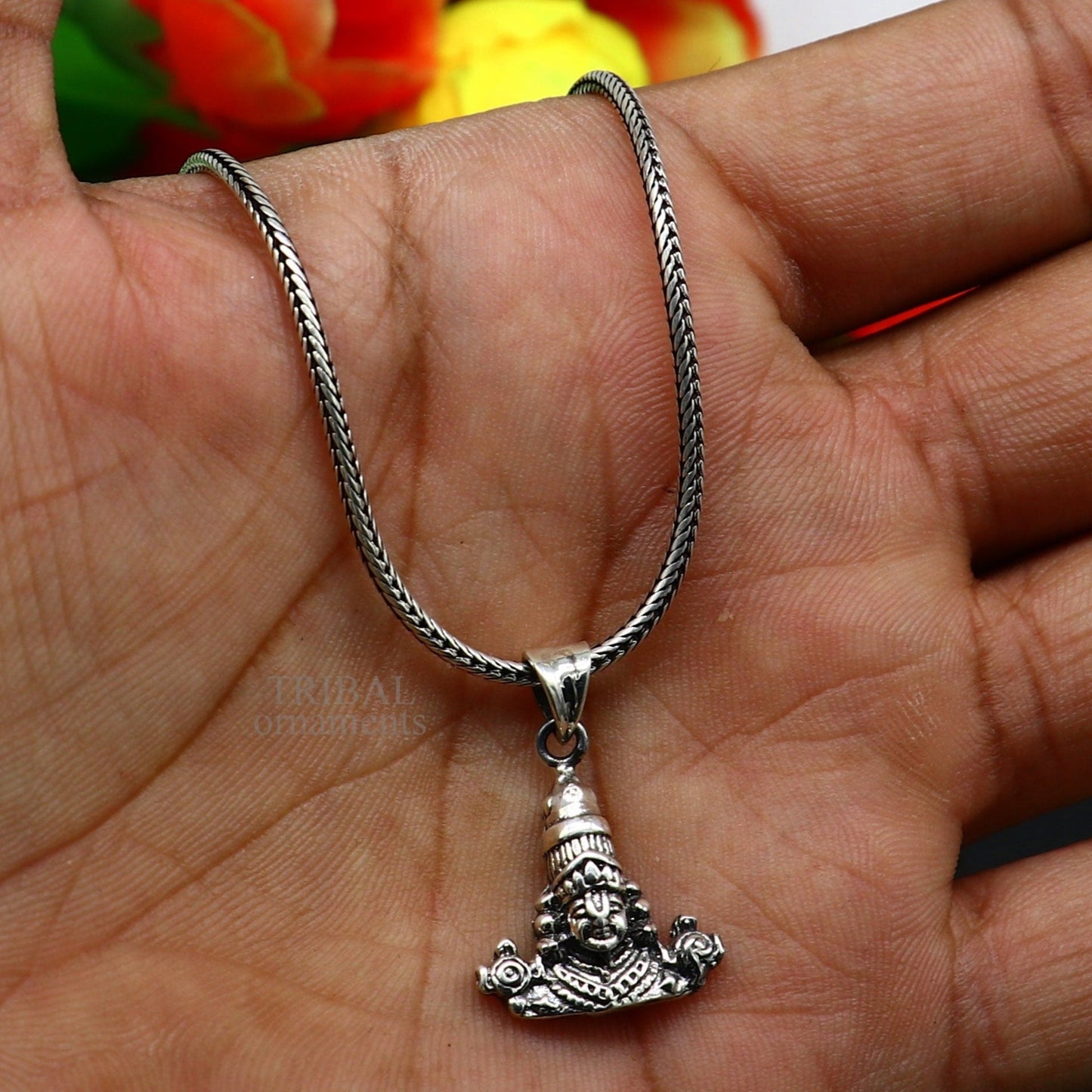 925 sterling silver vintage stylish Hindu idol tirupati balaji and Laxmi Pendant, amazing design Krishna pendant gifting jewelry ssp1597 - TRIBAL ORNAMENTS