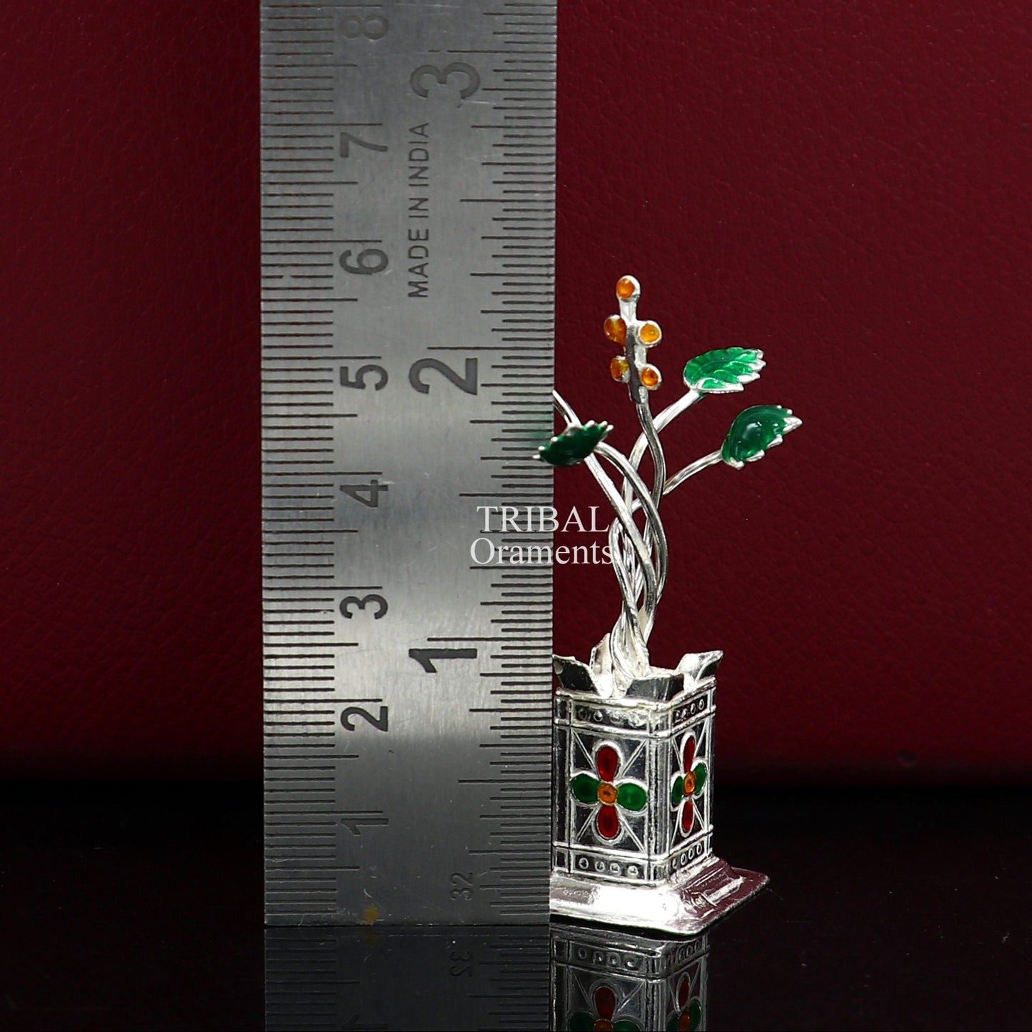 Holy Basil rosary 925 sterling silver handmade mini plant, tulsi plant for puja temple article, silver tulasi plant pooja article su711 - TRIBAL ORNAMENTS