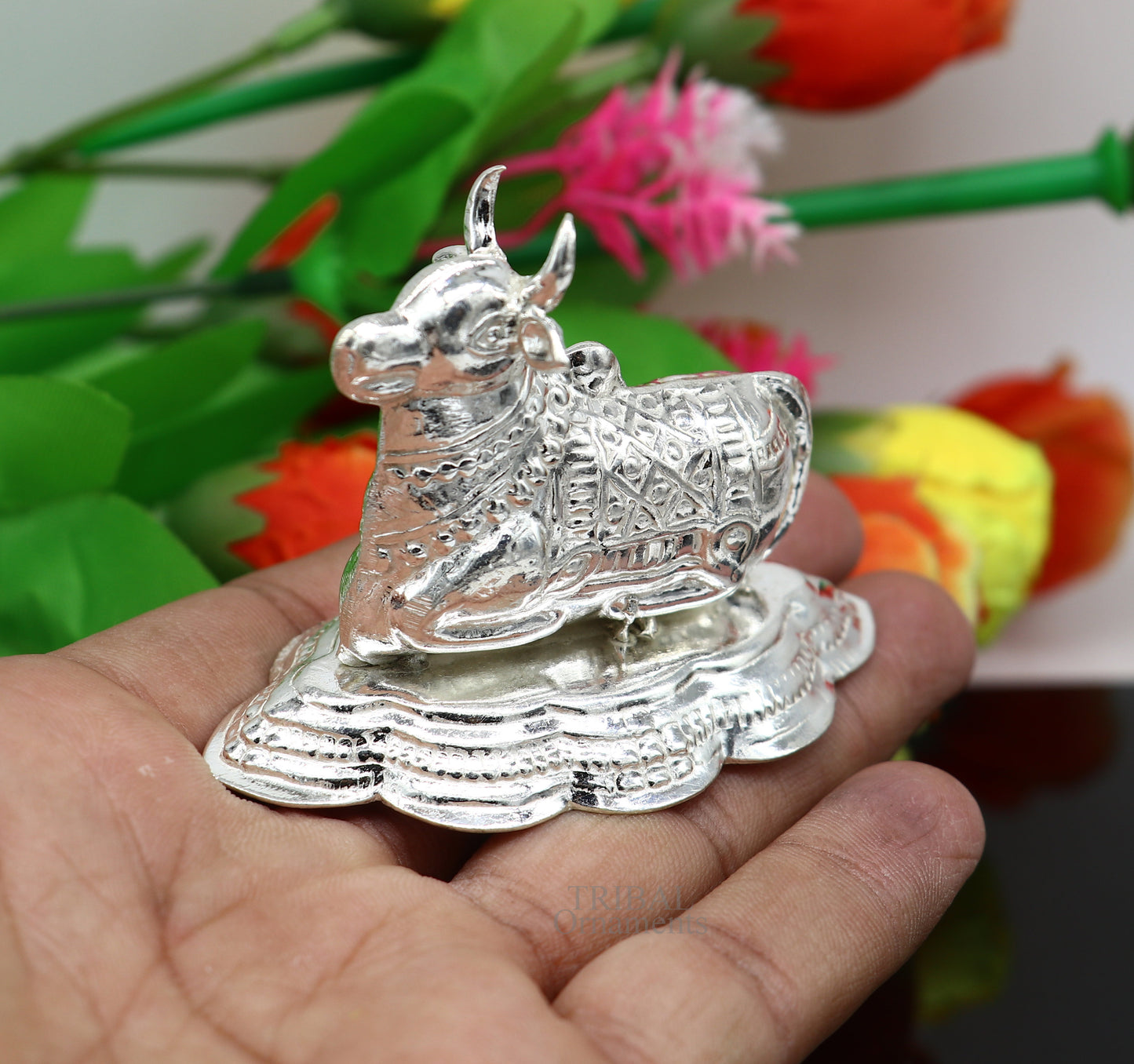 Lord Shiva Vahan Nandi Maharaj sterling silver handmade small article for puja, best gift for lord Shiva, divine statue su712 - TRIBAL ORNAMENTS