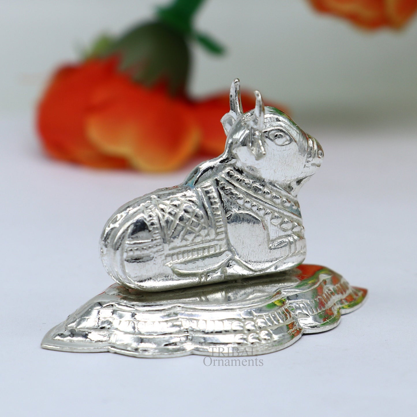 Lord Shiva Vahan Nandi Maharaj sterling silver handmade small article for puja, best gift for lord Shiva, divine statue su713 - TRIBAL ORNAMENTS
