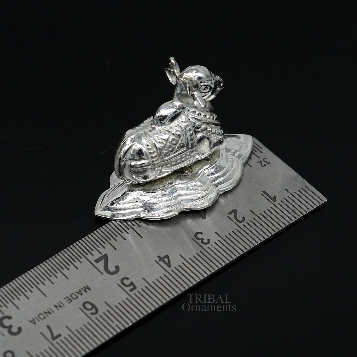 Divine Lord Shiva Vahan Nandi Maharaj sterling silver handmade small article for puja, best gift for lord Shiva, divine statue su714 - TRIBAL ORNAMENTS