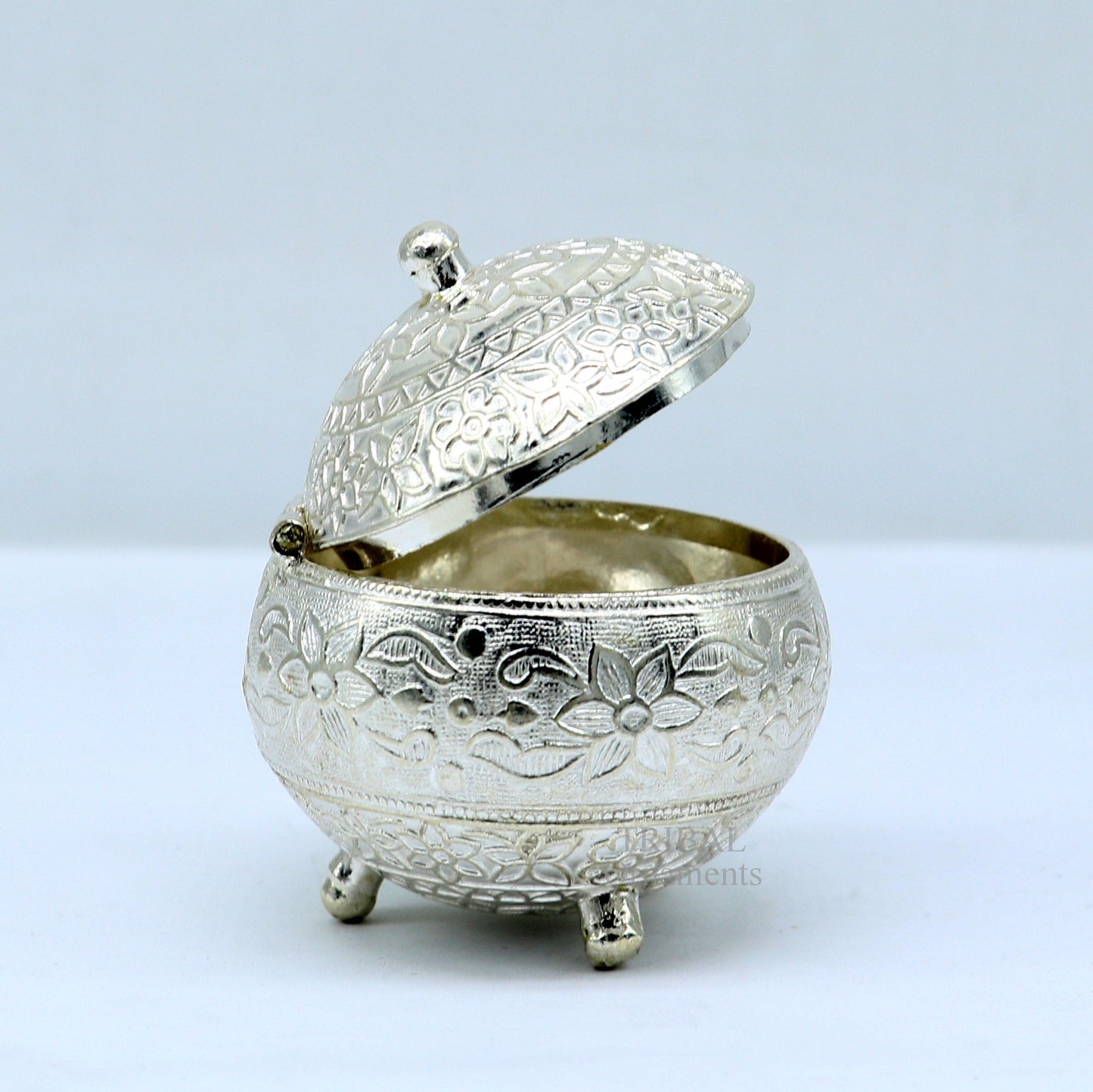 925 Sterling silver handmade fabulous trinket box, solid kumkum box, casket box, sindoor box, enamel work birds gifting box stb350 - TRIBAL ORNAMENTS