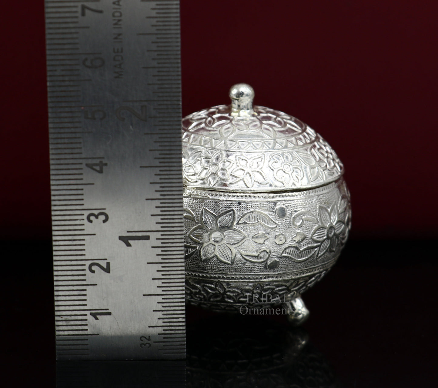 925 Sterling silver handmade fabulous trinket box, solid kumkum box, casket box, sindoor box, enamel work birds gifting box stb350 - TRIBAL ORNAMENTS
