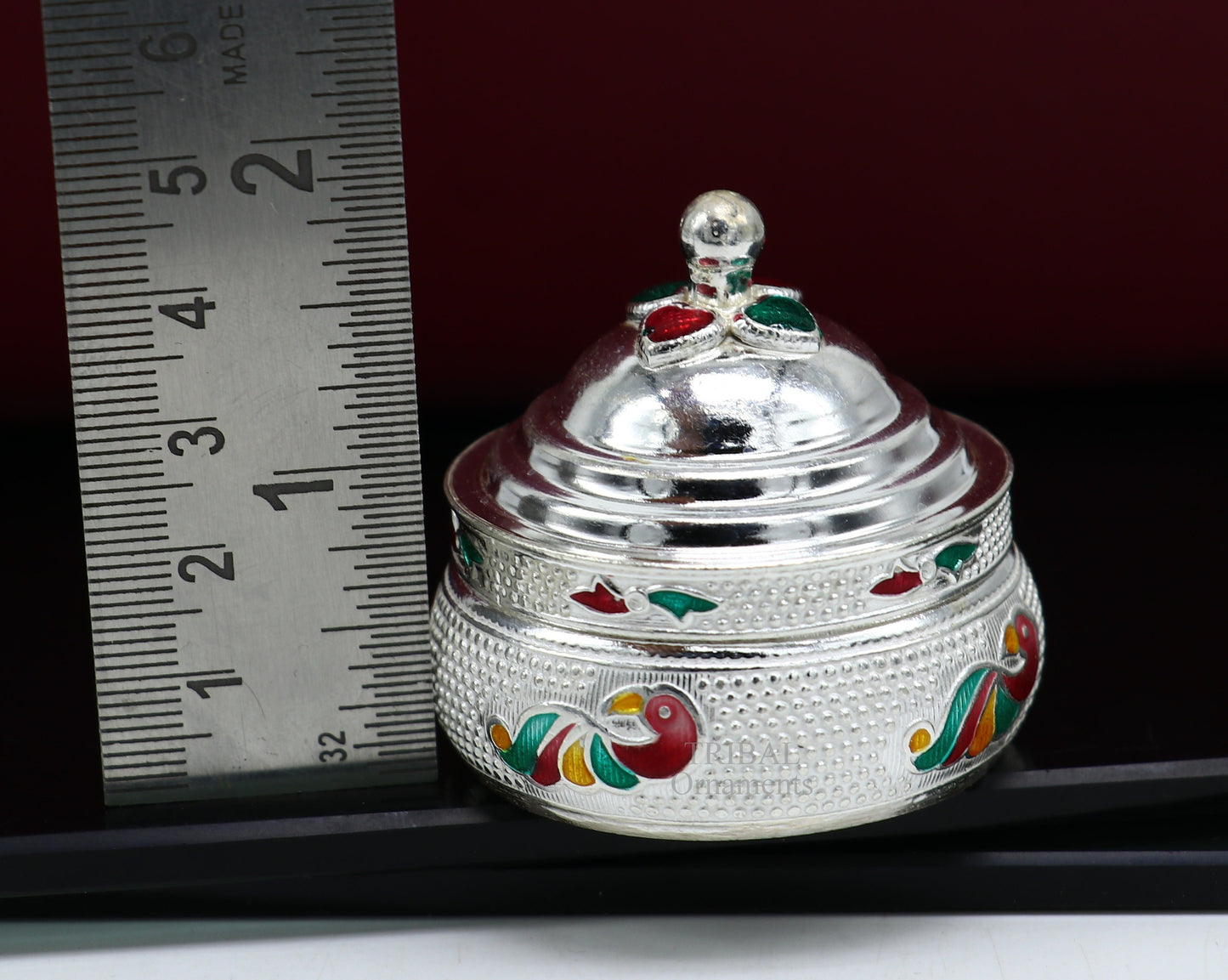 925 sterling silver unique antique design handmade brides eyes kajal box, surma box, kumkum sindur box, small trinket box article stb351 - TRIBAL ORNAMENTS