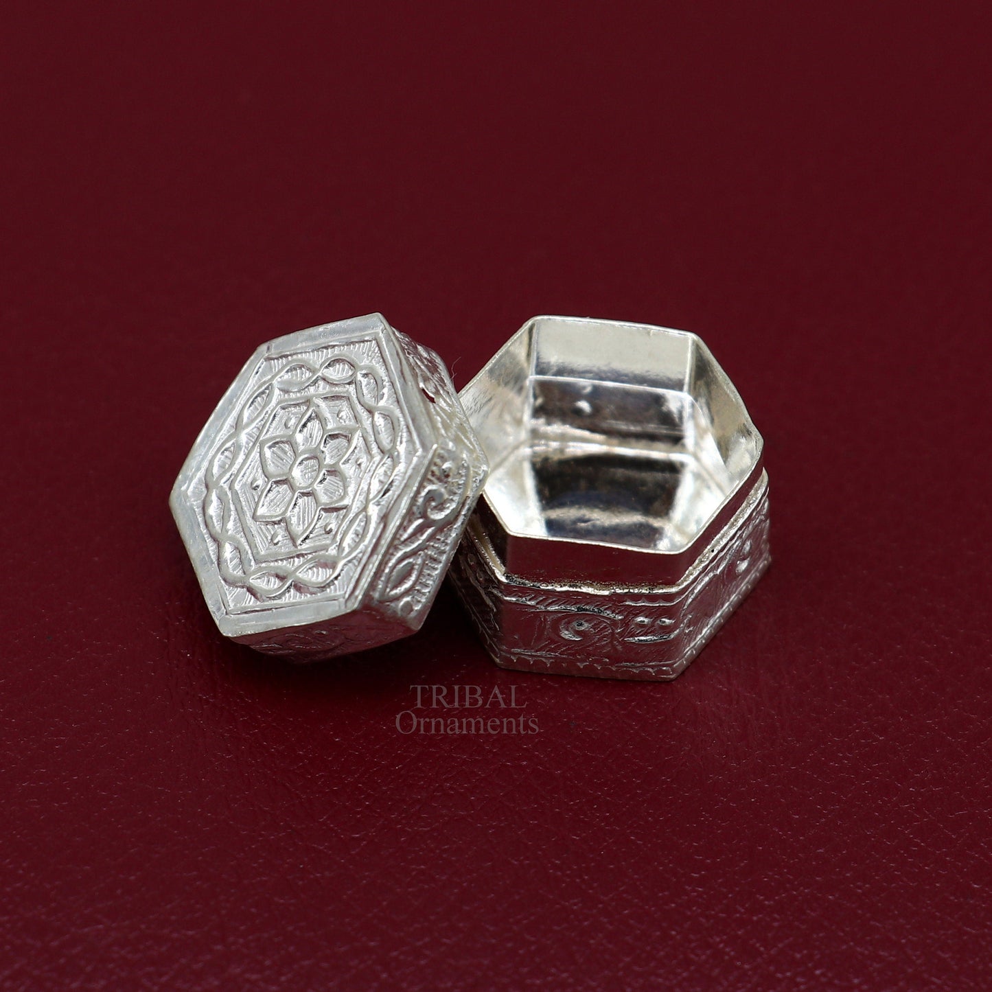 925 sterling silver trinket box, kajal box/casket box bridal square shape box collection, container box, eyeliner box gifting art stb352 - TRIBAL ORNAMENTS