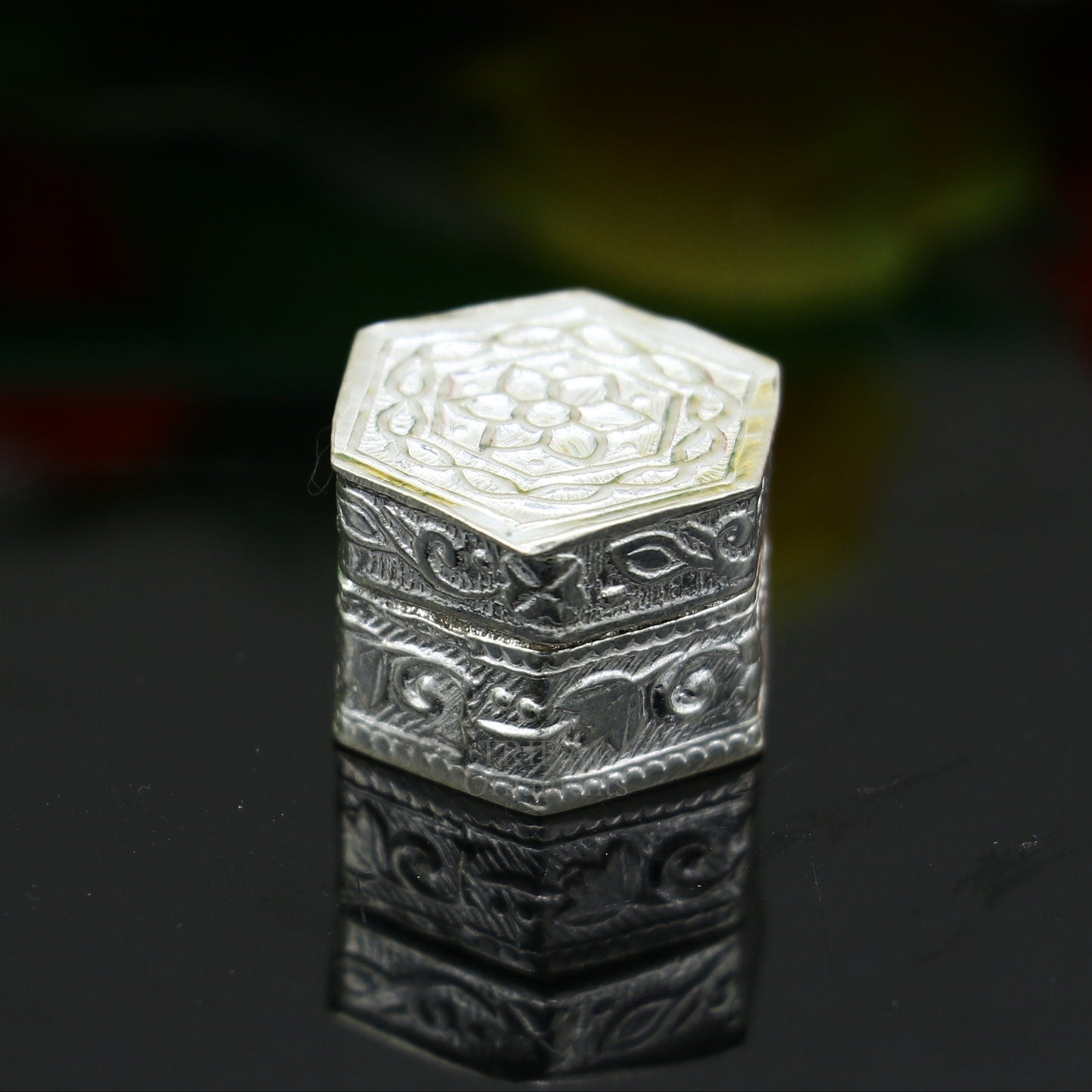 925 sterling silver trinket box, kajal box/casket box bridal square shape box collection, container box, eyeliner box gifting art stb352 - TRIBAL ORNAMENTS