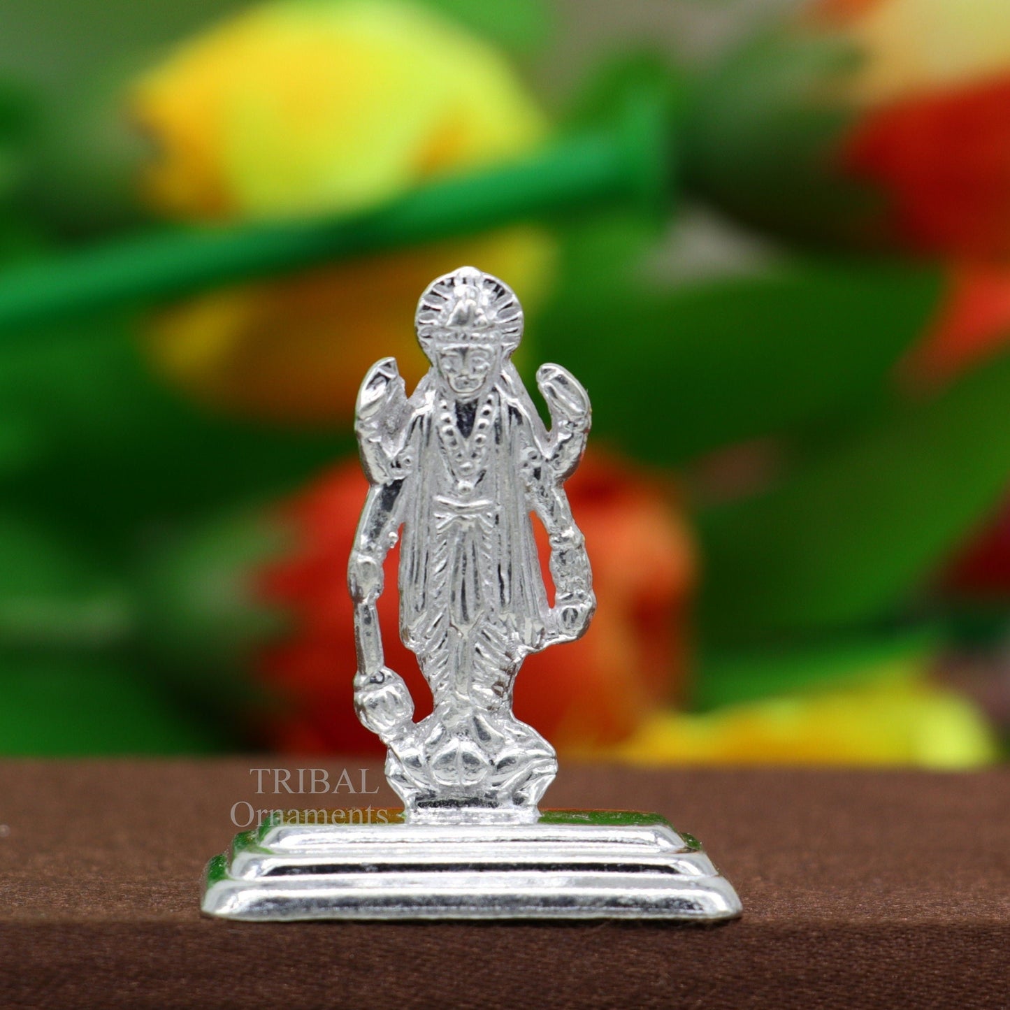 Divine sterling silver handmade Lord Vishnu Standing statue or Narayana figurine Murti , amazing Stunning puja worshipping figurine art492 - TRIBAL ORNAMENTS