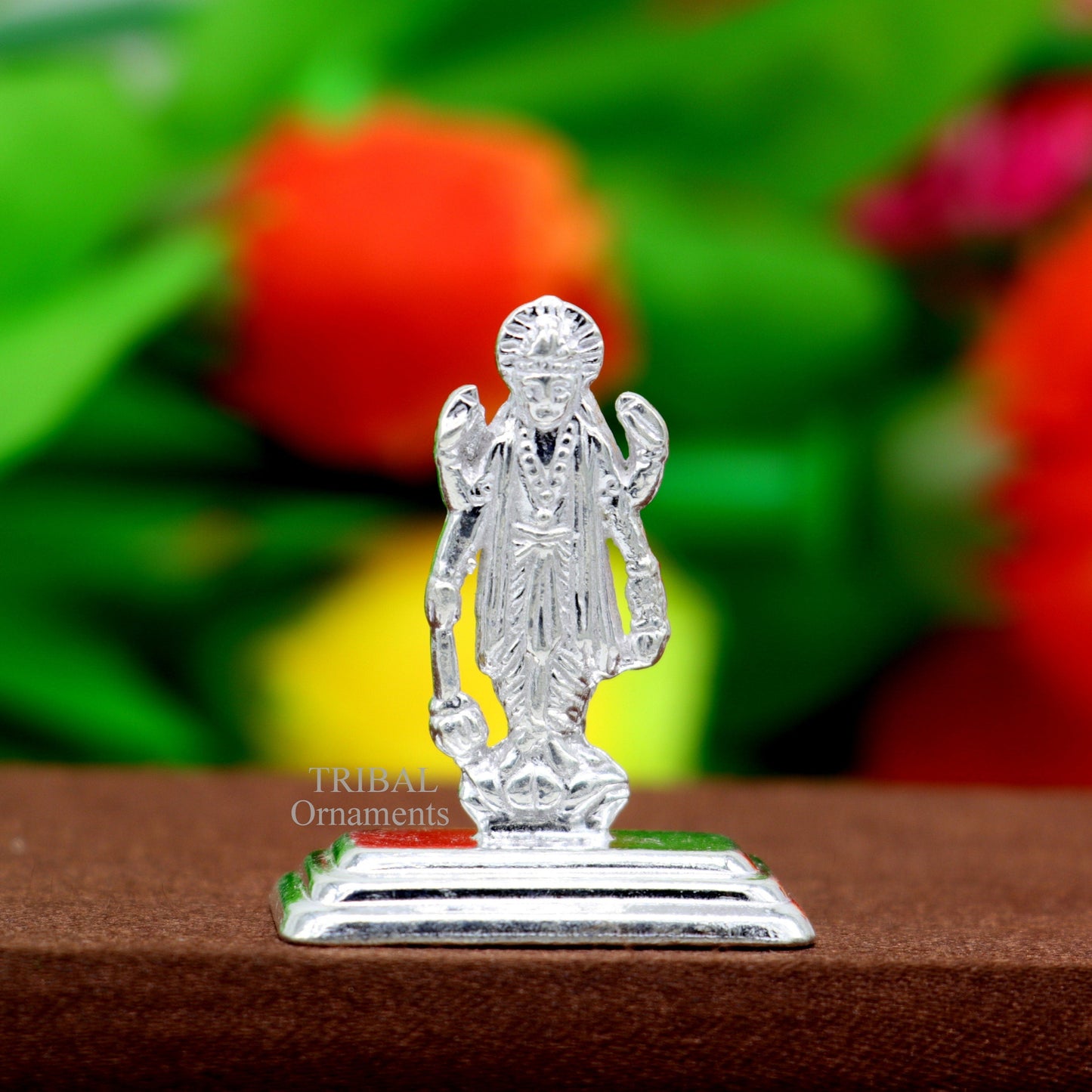 Divine sterling silver handmade Lord Vishnu Standing statue or Narayana figurine Murti , amazing Stunning puja worshipping figurine art492 - TRIBAL ORNAMENTS