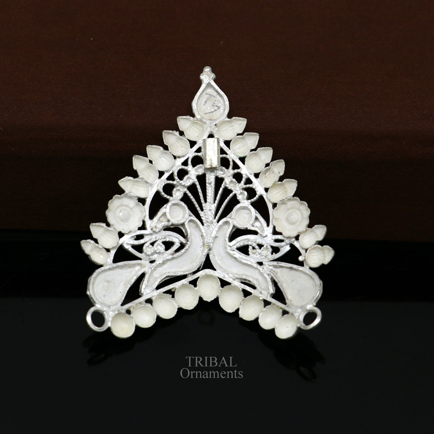 Baby krishna crown or mukut fabulous enamel peacock design 925 silver handmade idol krishna mukut gifting crawling krishna jewelry su721 - TRIBAL ORNAMENTS
