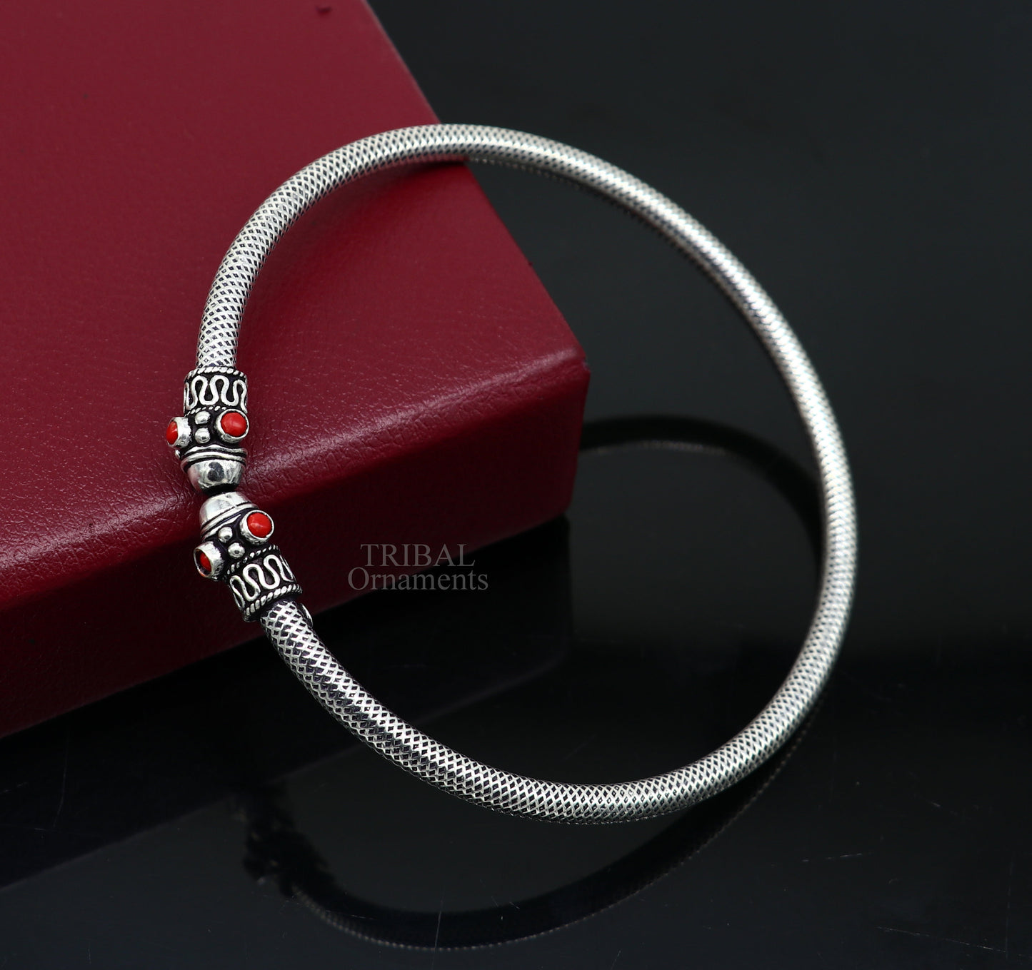 925 sterling silver handmade vintage design stunning foot bracelet ankle kada excellent coral stone belly dance ethnic jewelry Rnsfk44 - TRIBAL ORNAMENTS