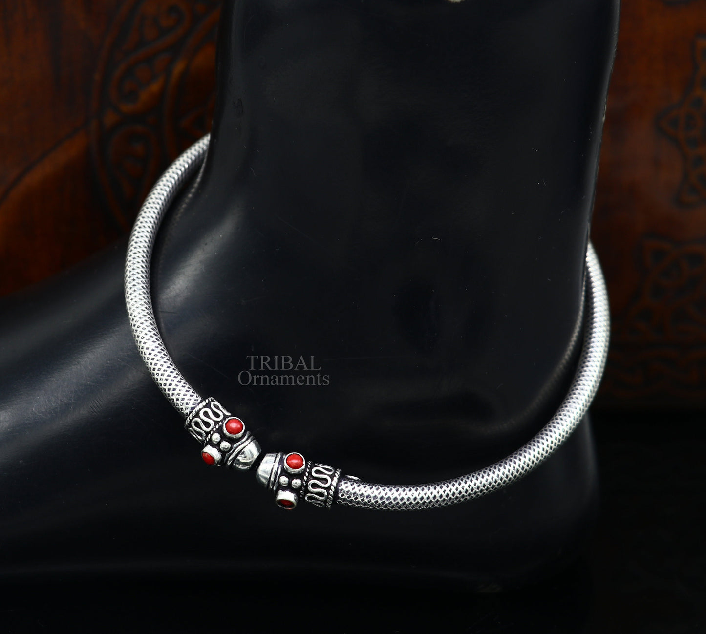 925 sterling silver handmade vintage design stunning foot bracelet ankle kada excellent coral stone belly dance ethnic jewelry Rnsfk44 - TRIBAL ORNAMENTS