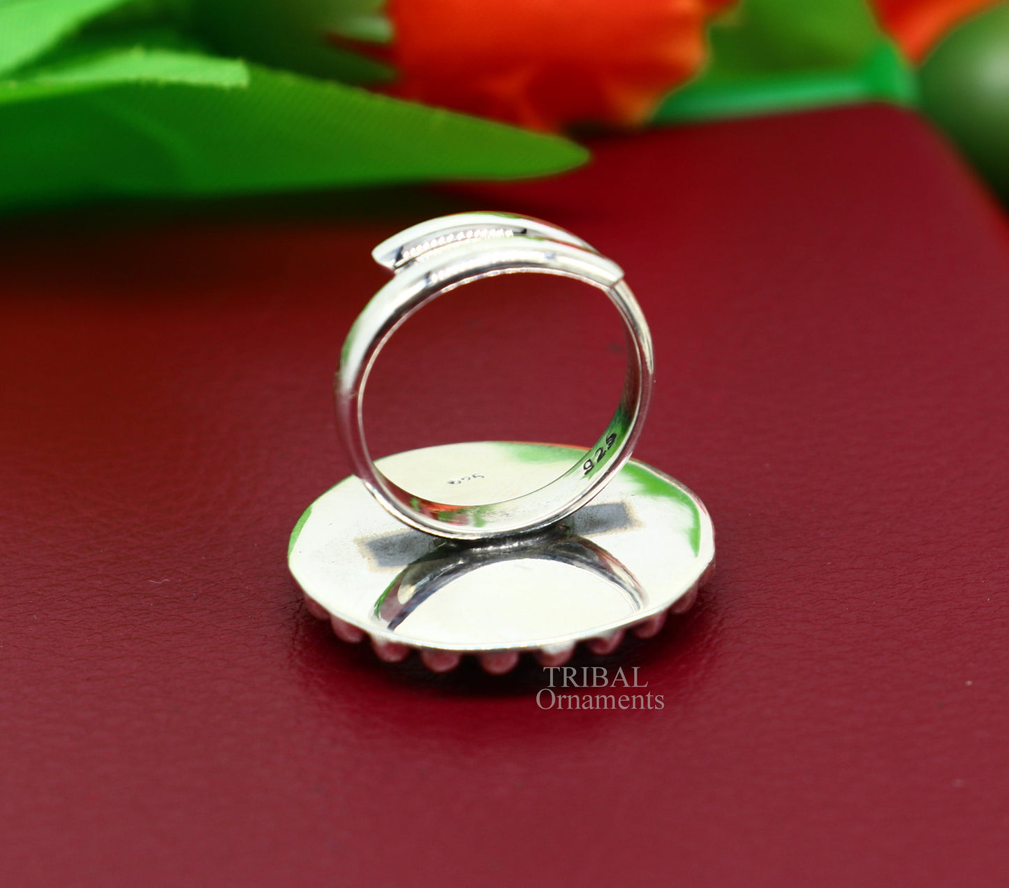 925 sterling silver adjustable ring band with fabulous lord Ganesh miniature art painting ring Stylish ethnic party jewelry RRing519 - TRIBAL ORNAMENTS