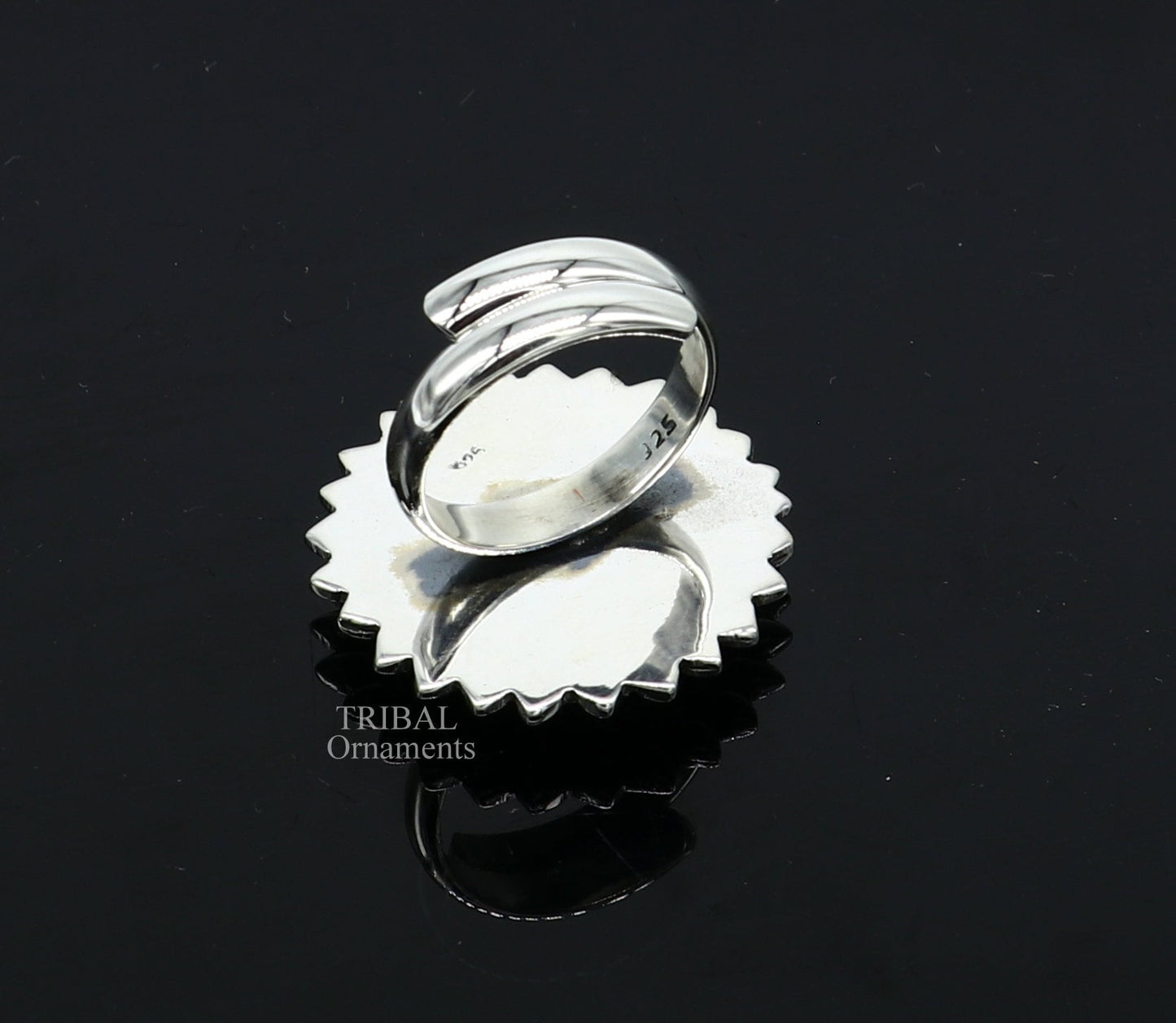 925 sterling silver adjustable ring band fabulous lord Ganesh studying miniature art painting frame ring Stylish ethnic jewelry RRing529 - TRIBAL ORNAMENTS