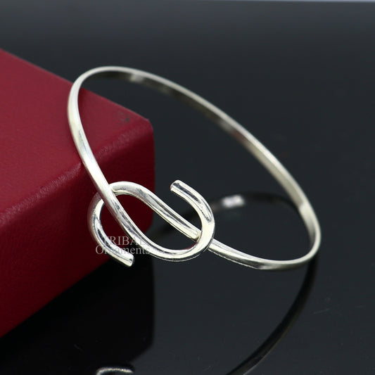 925 sterling silver plain shiny Adjustable bracelet kada, excellent personalized gifting stylish fancy bangle men's or girls Hnssk732 - TRIBAL ORNAMENTS