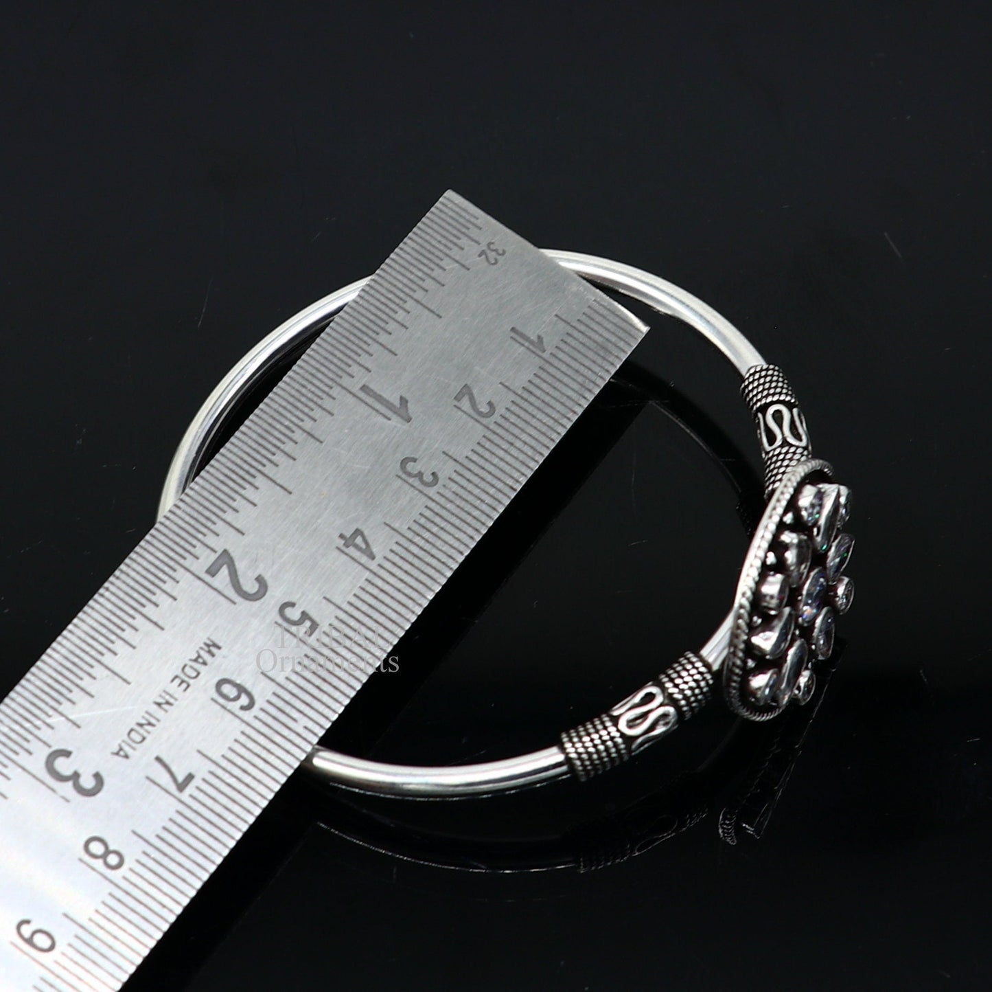 925 sterling silver fabulous cut stone handmade bangle bracelet cuff kada girl's gift customized personalized jewelry hnssk720 - TRIBAL ORNAMENTS
