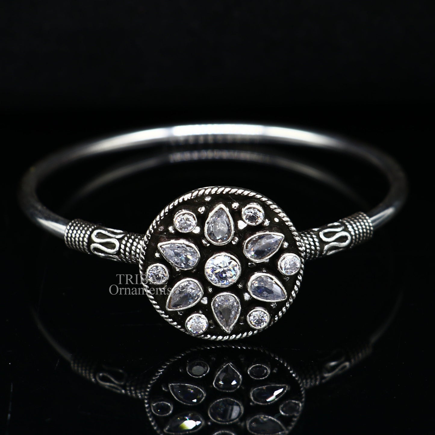 925 sterling silver fabulous cut stone handmade bangle bracelet cuff kada girl's gift customized personalized jewelry hnssk720 - TRIBAL ORNAMENTS