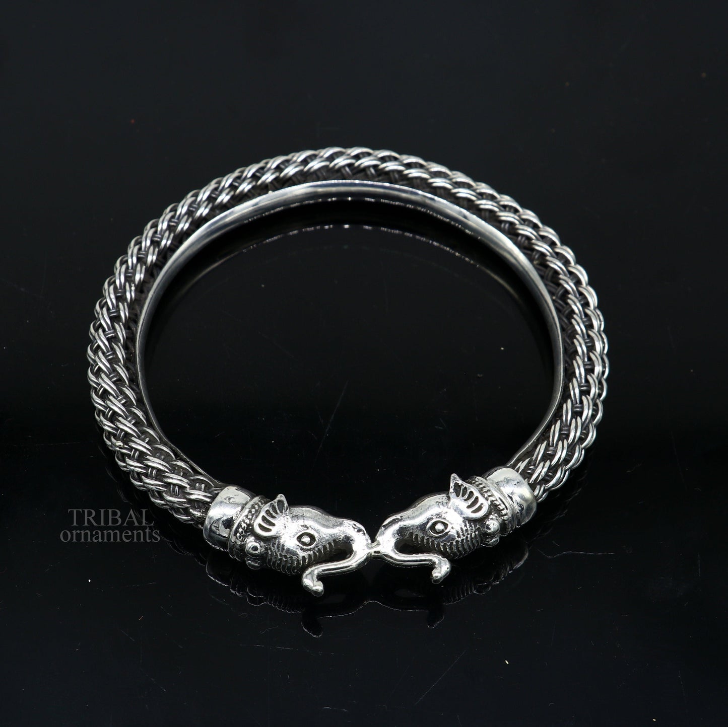 Vintage antique design handcrafted Vintage work 925 sterling silver elephant face bangle bracelet tribal jewelry best gifting Rnssk774 - TRIBAL ORNAMENTS