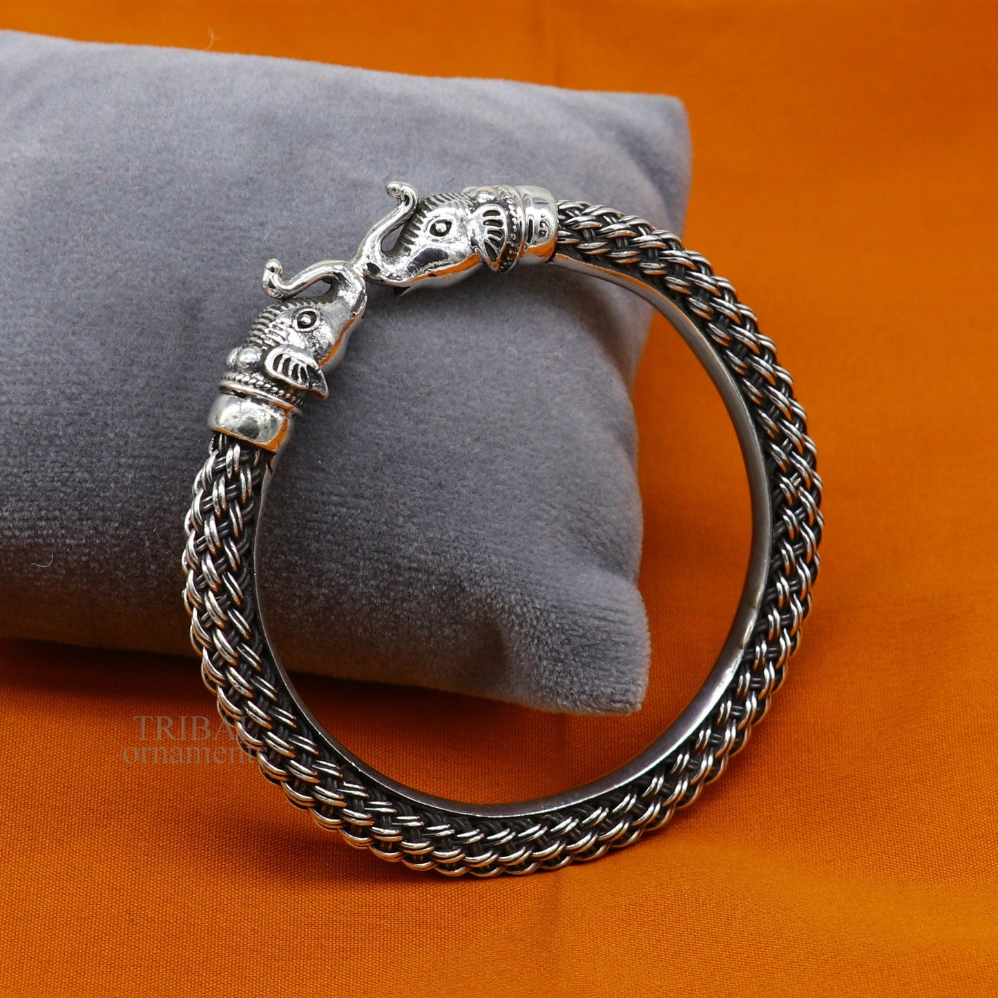 Vintage antique design handcrafted Vintage work 925 sterling silver elephant face bangle bracelet tribal jewelry best gifting Rnssk774 - TRIBAL ORNAMENTS