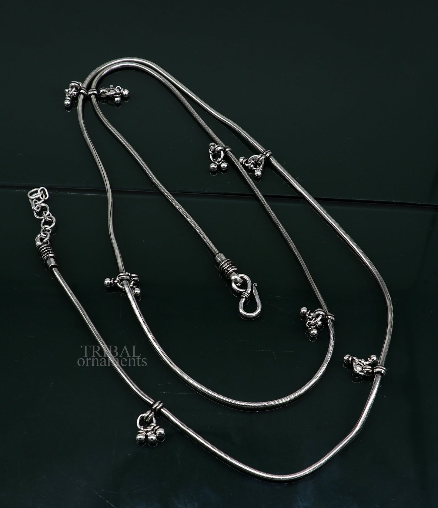 Customized 925 sterling silver snake chain with hanging drops waist chain, gorgeous belly chain wedding belly dance tribal jewelry wch22 - TRIBAL ORNAMENTS