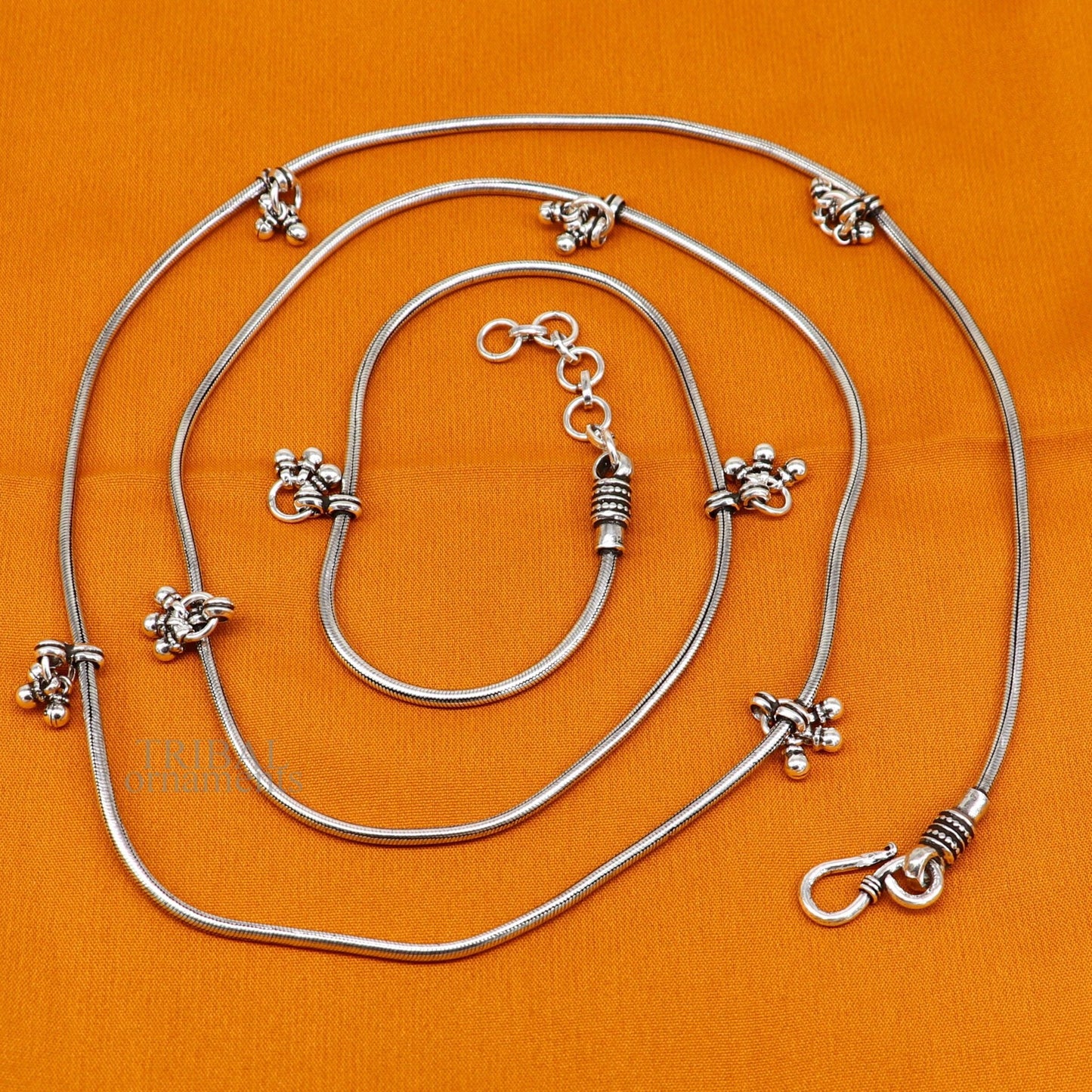 Customized 925 sterling silver snake chain with hanging drops waist chain, gorgeous belly chain wedding belly dance tribal jewelry wch22 - TRIBAL ORNAMENTS